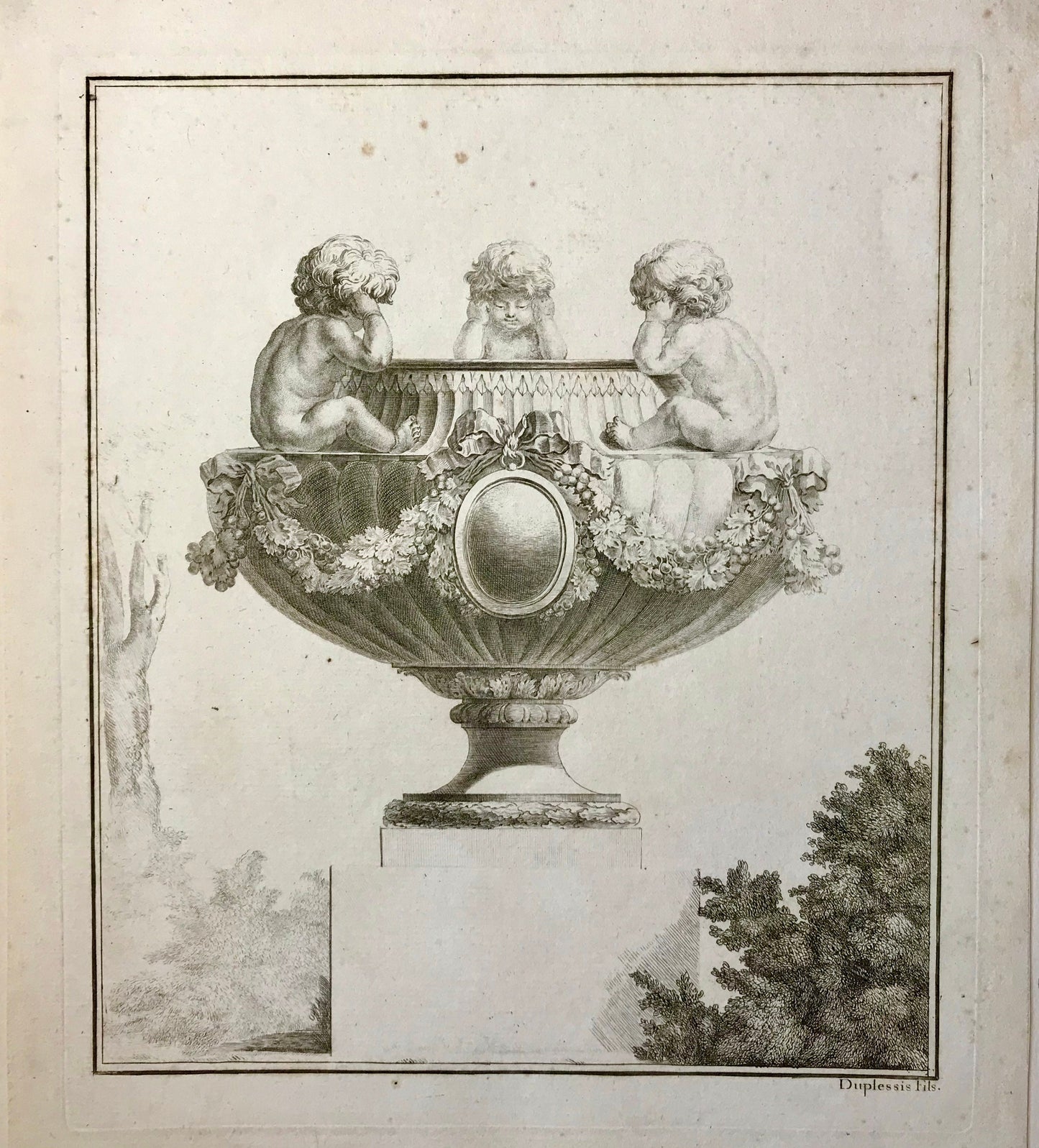 Five antique Engravings. Designs for Vases. Designed by Jean-Claude Duplessis. French. Late 18th Century. Size: 29.5 x 25 cms.