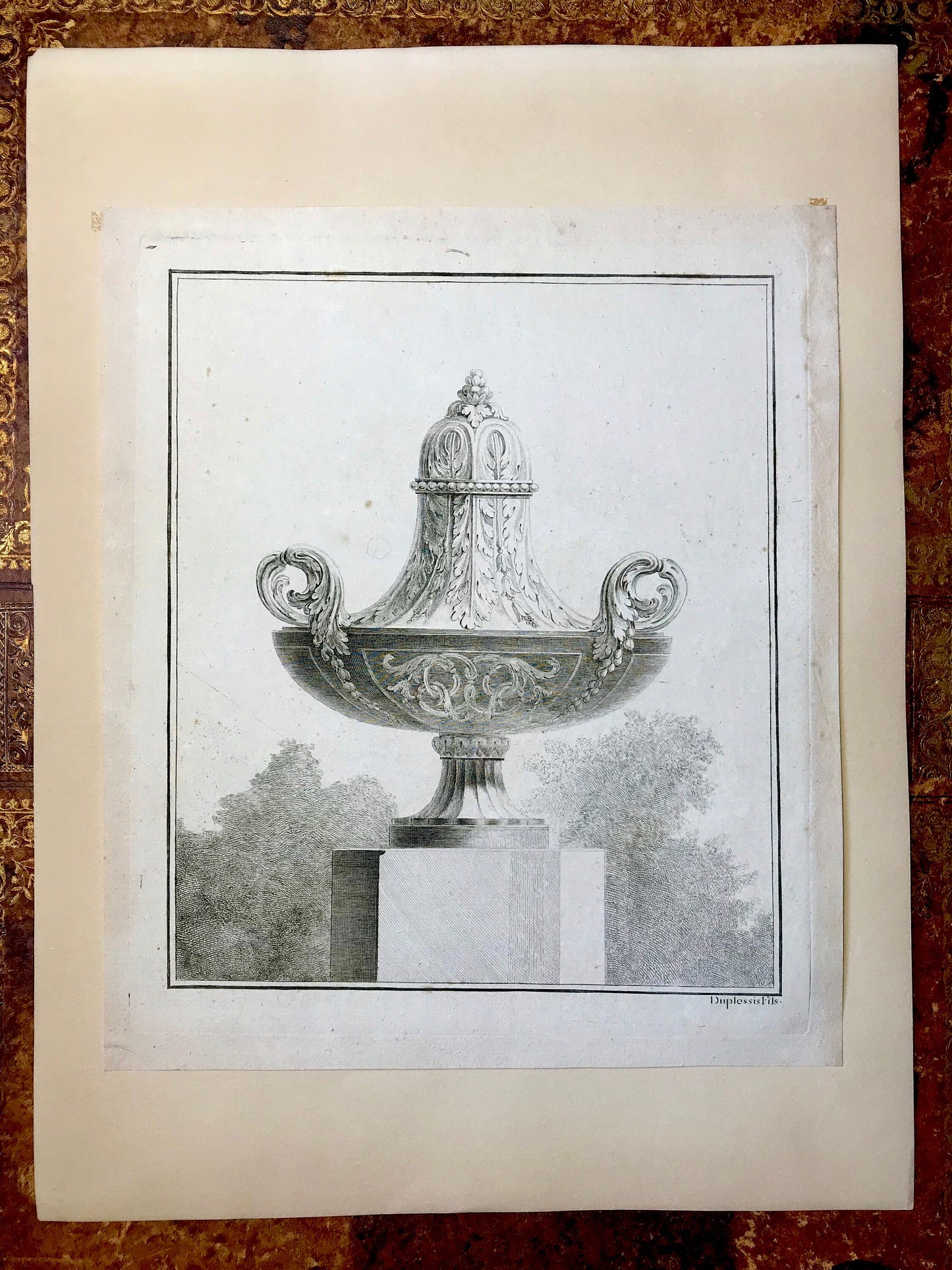Five antique Engravings. Designs for Vases. Designed by Jean-Claude Duplessis. French. Late 18th Century. Size: 29.5 x 25 cms.