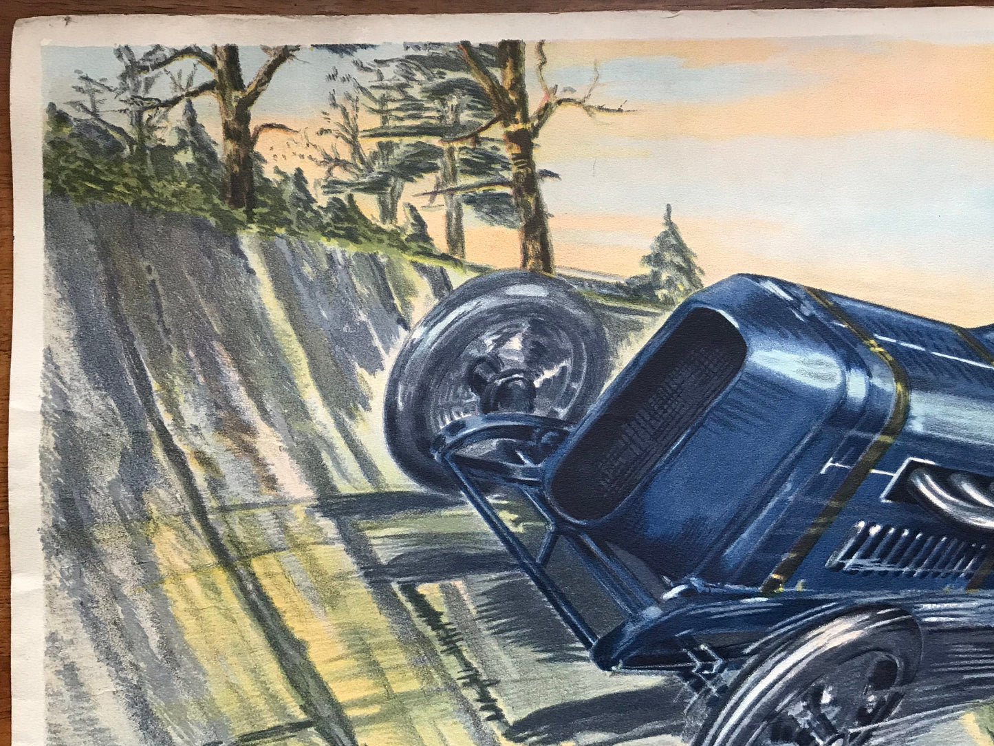 Record du monde de l’heure. Grand prix d’Amerique. Grand Prix de l’ACF 1912 et 1913 sur Peugeot. Original Lithograph by A Boswall. 1913.