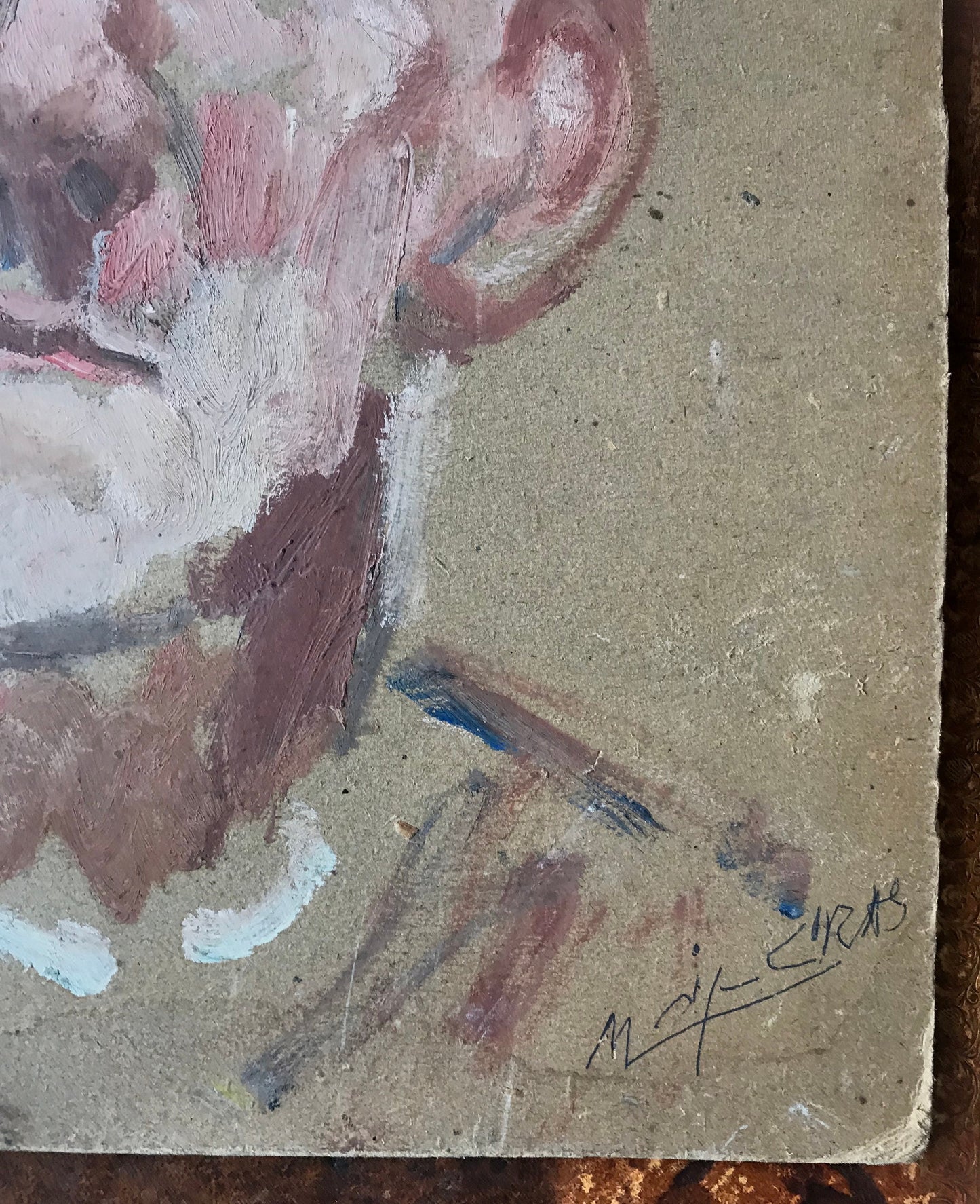 Two Portraits by Monique Cras. One of her grandmother and one of her uncle. Oil on board. 38.5 x 28 and 34.5 x 27 cms.