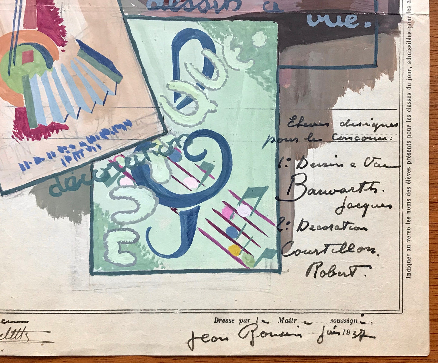 An original artwork. An Examination Piece from a Parisian Art School. Dated 1937. Size: 27 x 21 cms.