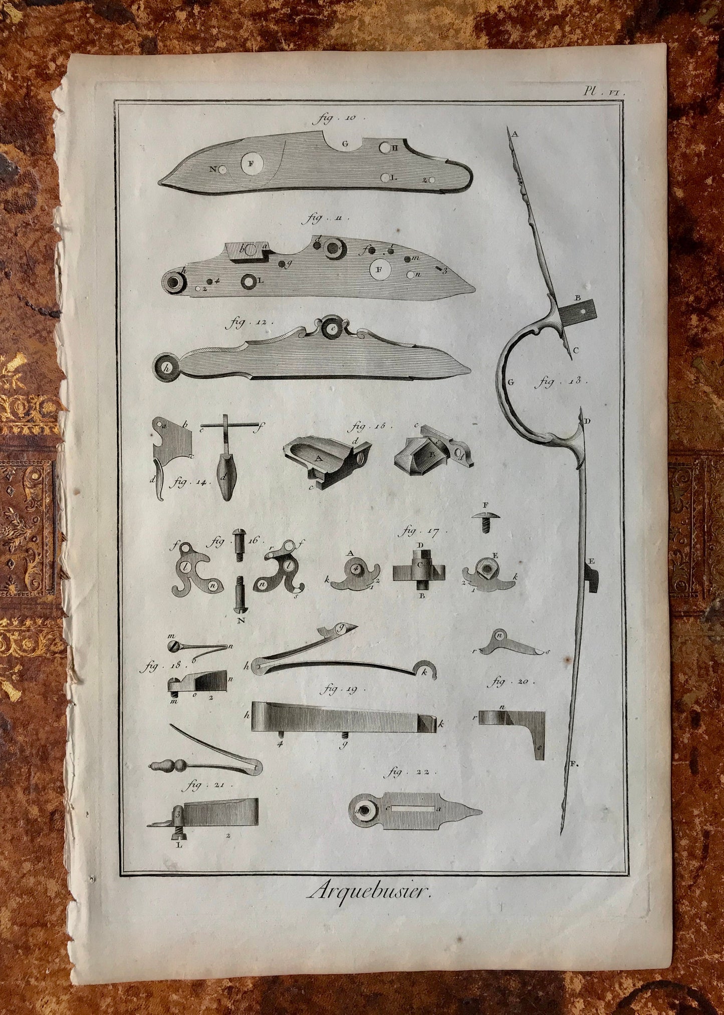 Arquebusier. A Set of Six Original Engraved Plates Illustrating the Manufacture of Guns. From the Recuil de Planche Dated 1762.