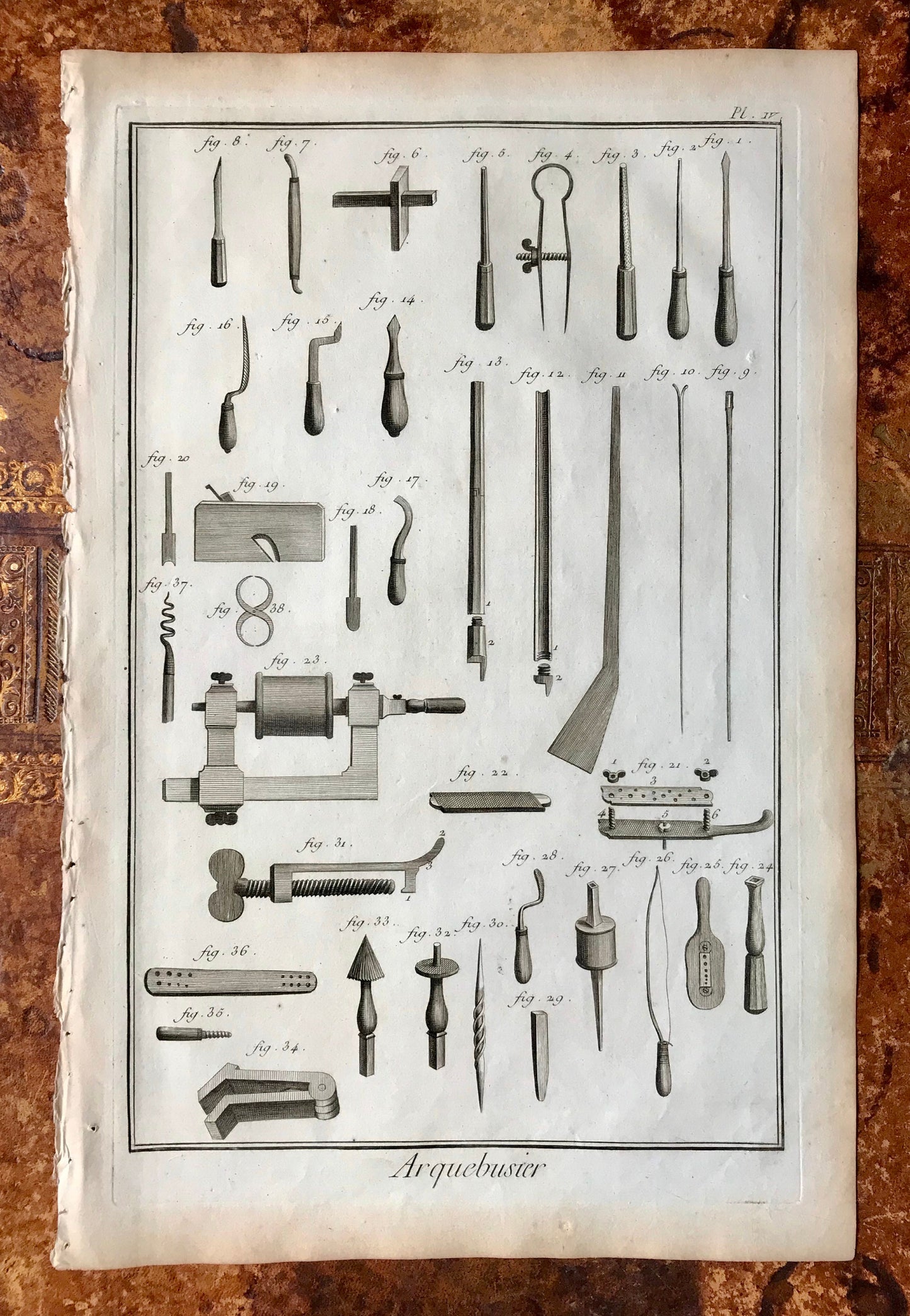Arquebusier. A Set of Six Original Engraved Plates Illustrating the Manufacture of Guns. From the Recuil de Planche Dated 1762.