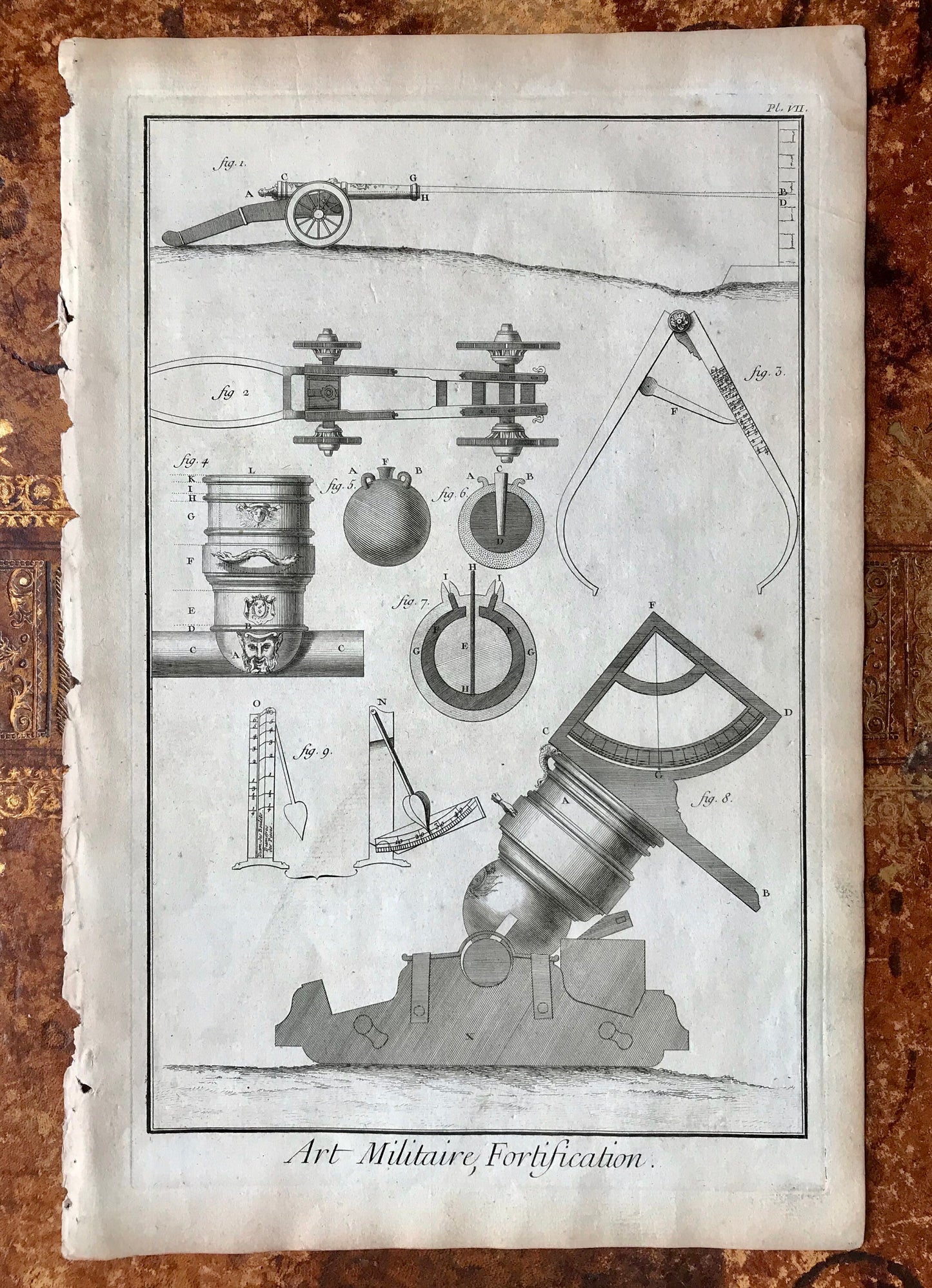 Art Militaire. 38 Original Engraved Plates Illustrating the Military Arts and Fortifications. Dated 1762. From the Recuil de Planche.