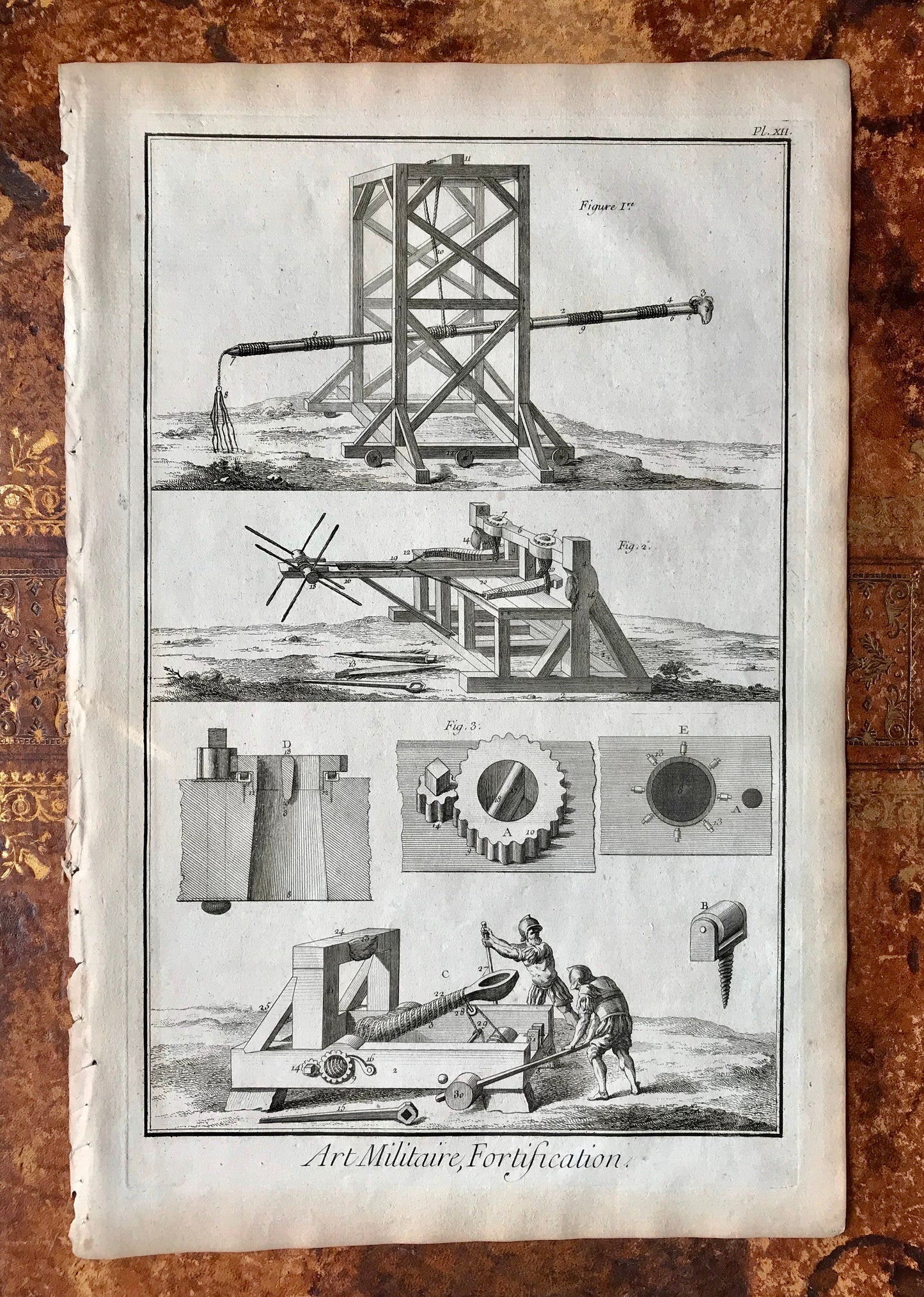 Art Militaire. 38 Original Engraved Plates Illustrating the Military Arts and Fortifications. Dated 1762. From the Recuil de Planche.