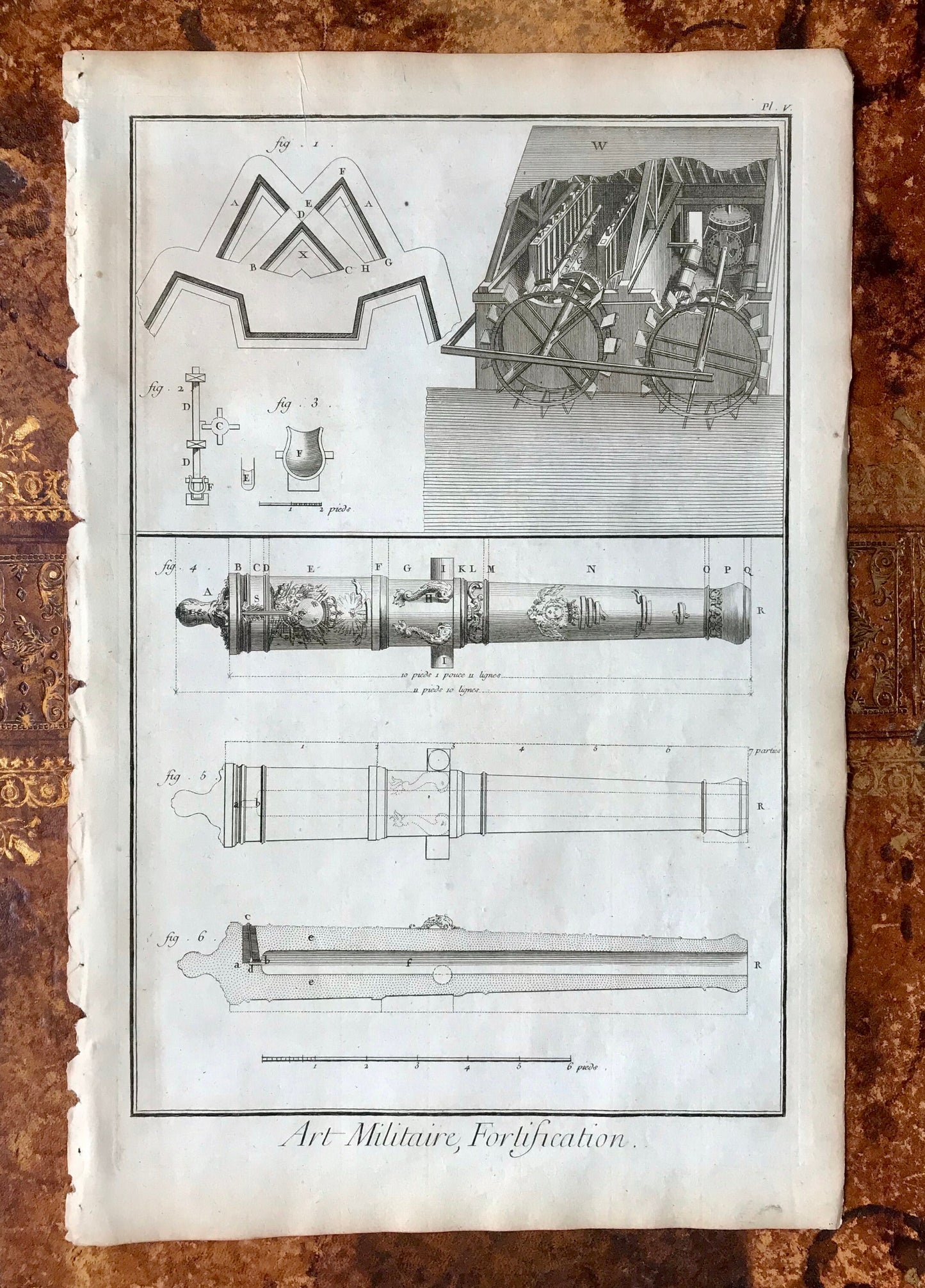 Art Militaire. 38 Original Engraved Plates Illustrating the Military Arts and Fortifications. Dated 1762. From the Recuil de Planche.