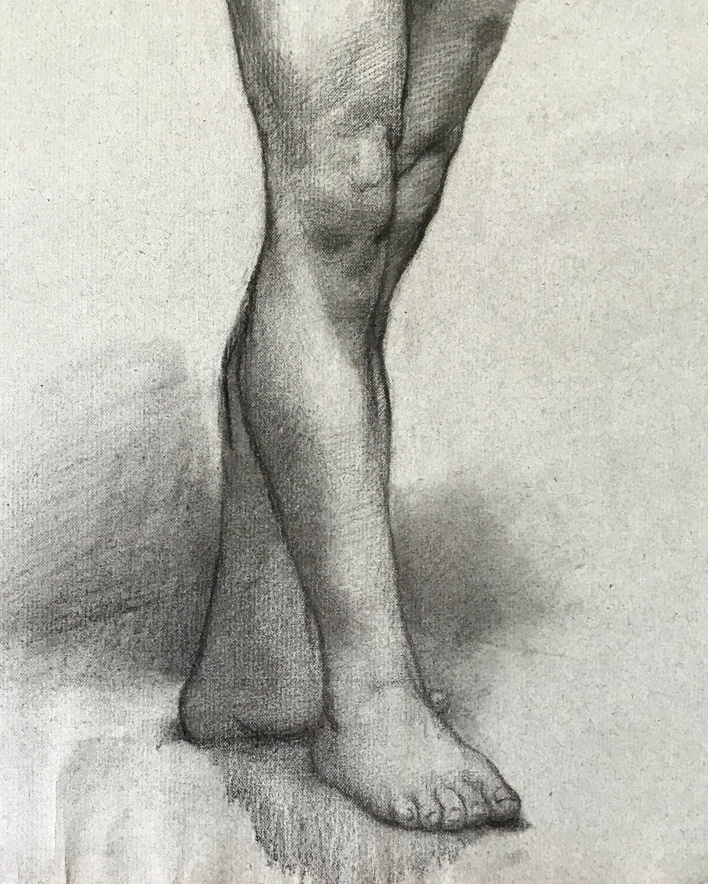 A Original Charcoal life Drawing of a Man. A French Art School Piece. Early 1900’s. Large: 61 x 49 cms.