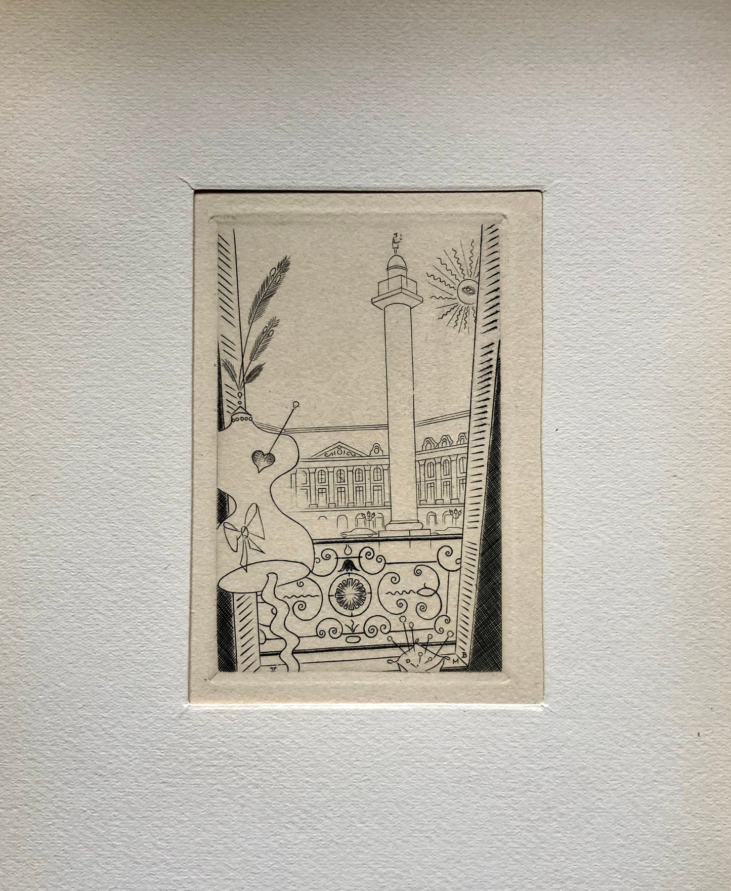 A Set of 8 Original Engravings of Paris. Dating from the 1960’s they Show Iconic Landmarks and Scenes. Signed M. B. Size: 22.5 x 16 cms.