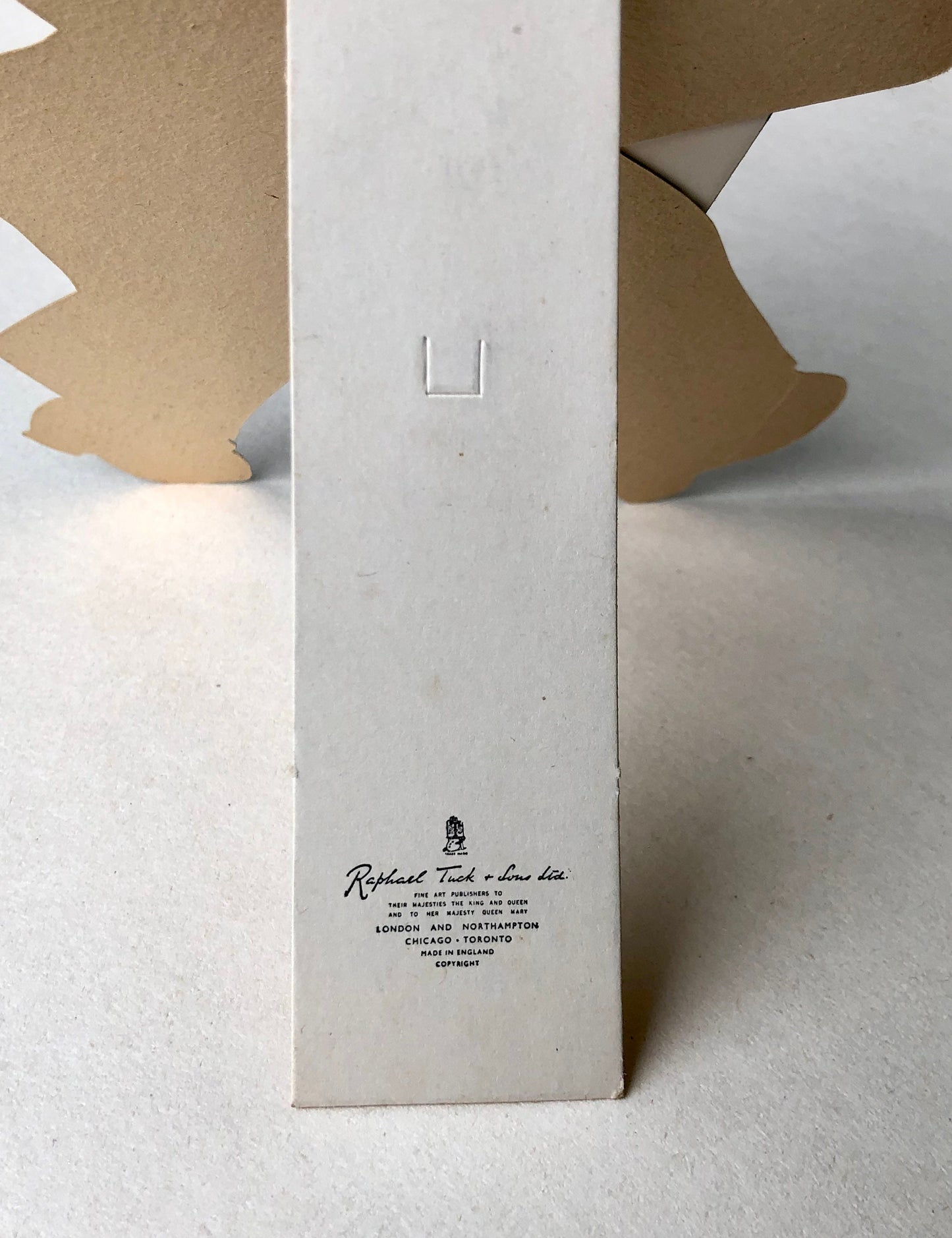 5 Greeting Cards by Raphael Tuck that stand upright. 1950’s Large: Between 23 and 24.5 cms in height. Unused.