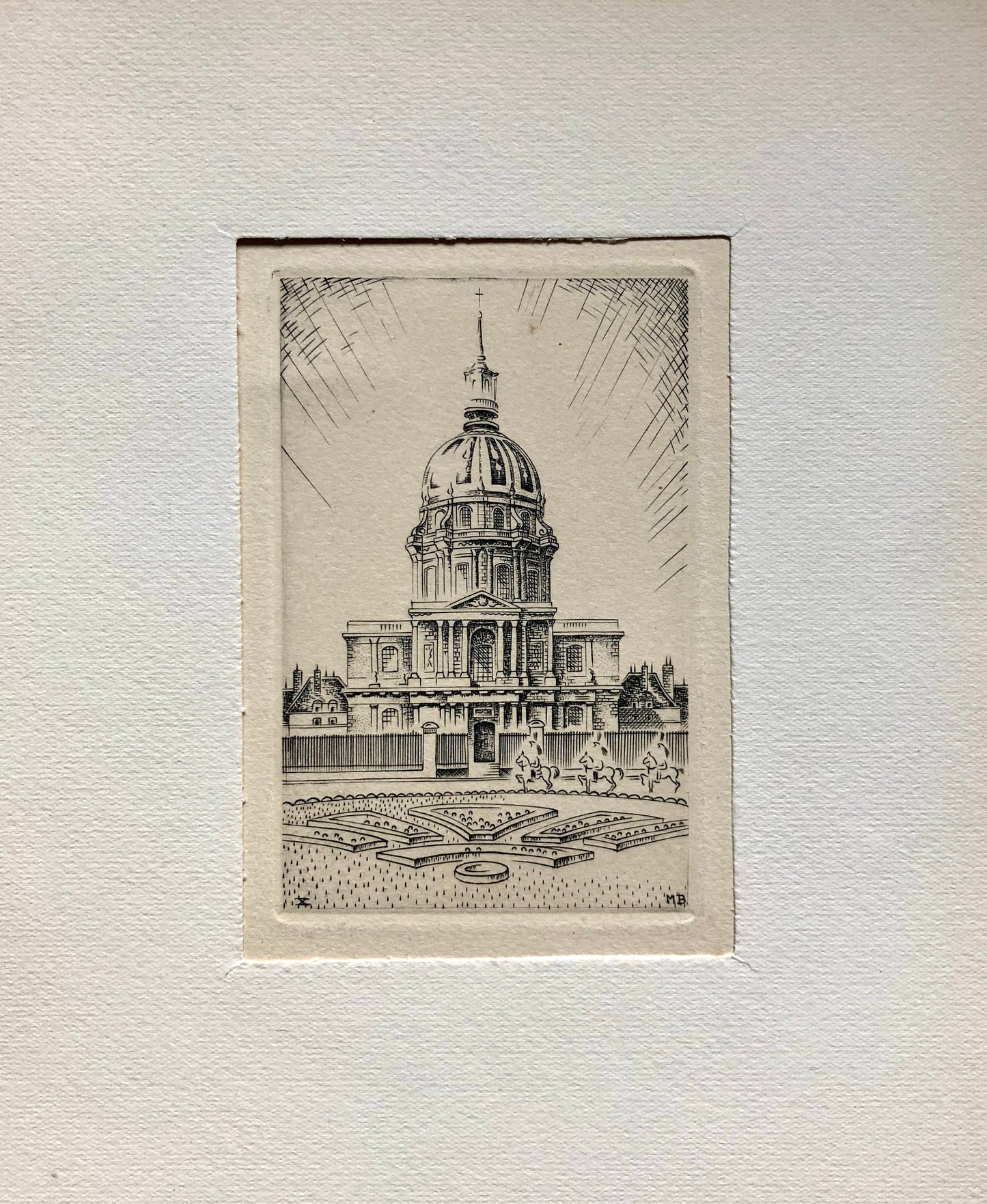 A Set of 8 Original Engravings of Paris. Dating from the 1960’s they Show Iconic Landmarks and Scenes. Signed M. B. Size: 22.5 x 16 cms.