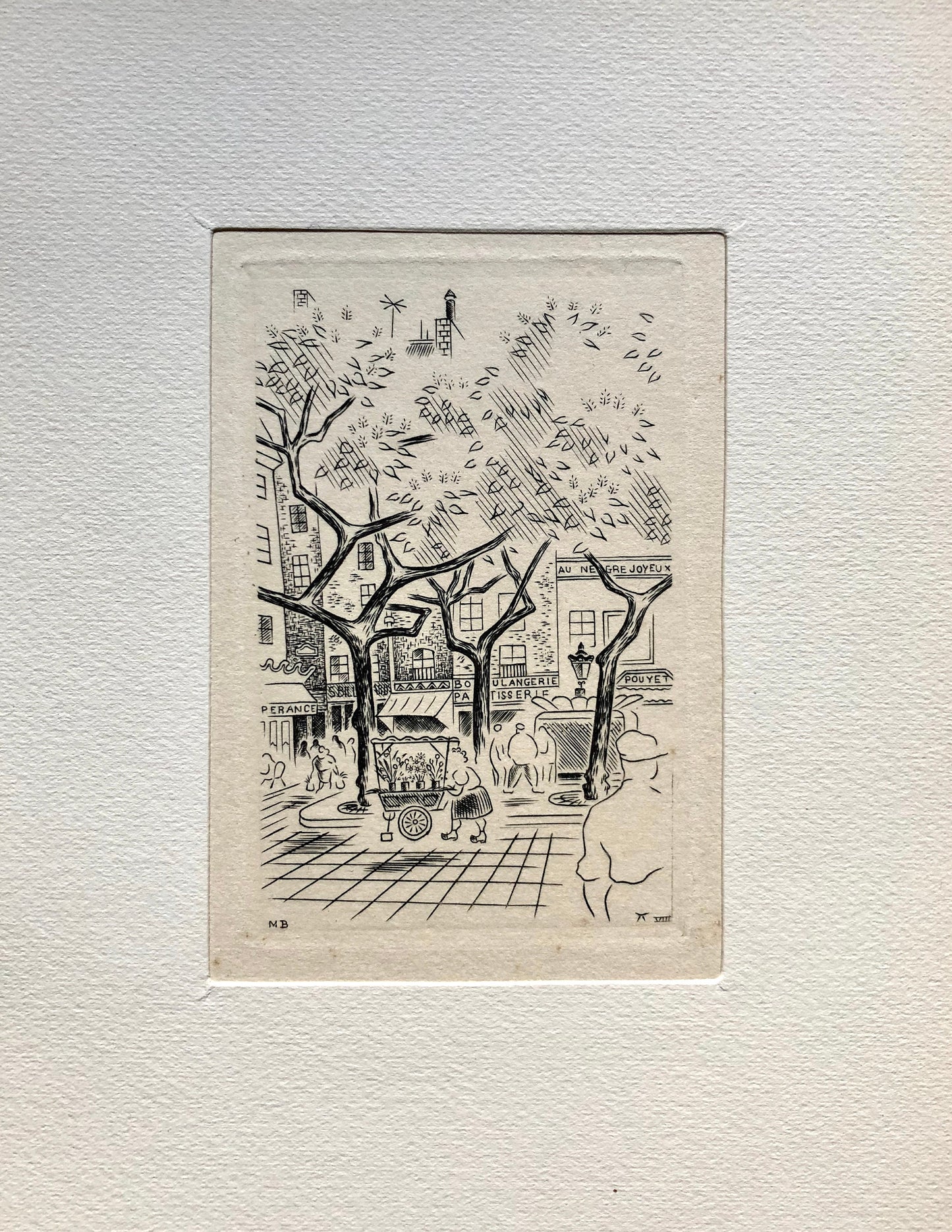 A Set of 8 Original Engravings of Paris. Dating from the 1960’s they Show Iconic Landmarks and Scenes. Signed M. B. Size: 22.5 x 16 cms.