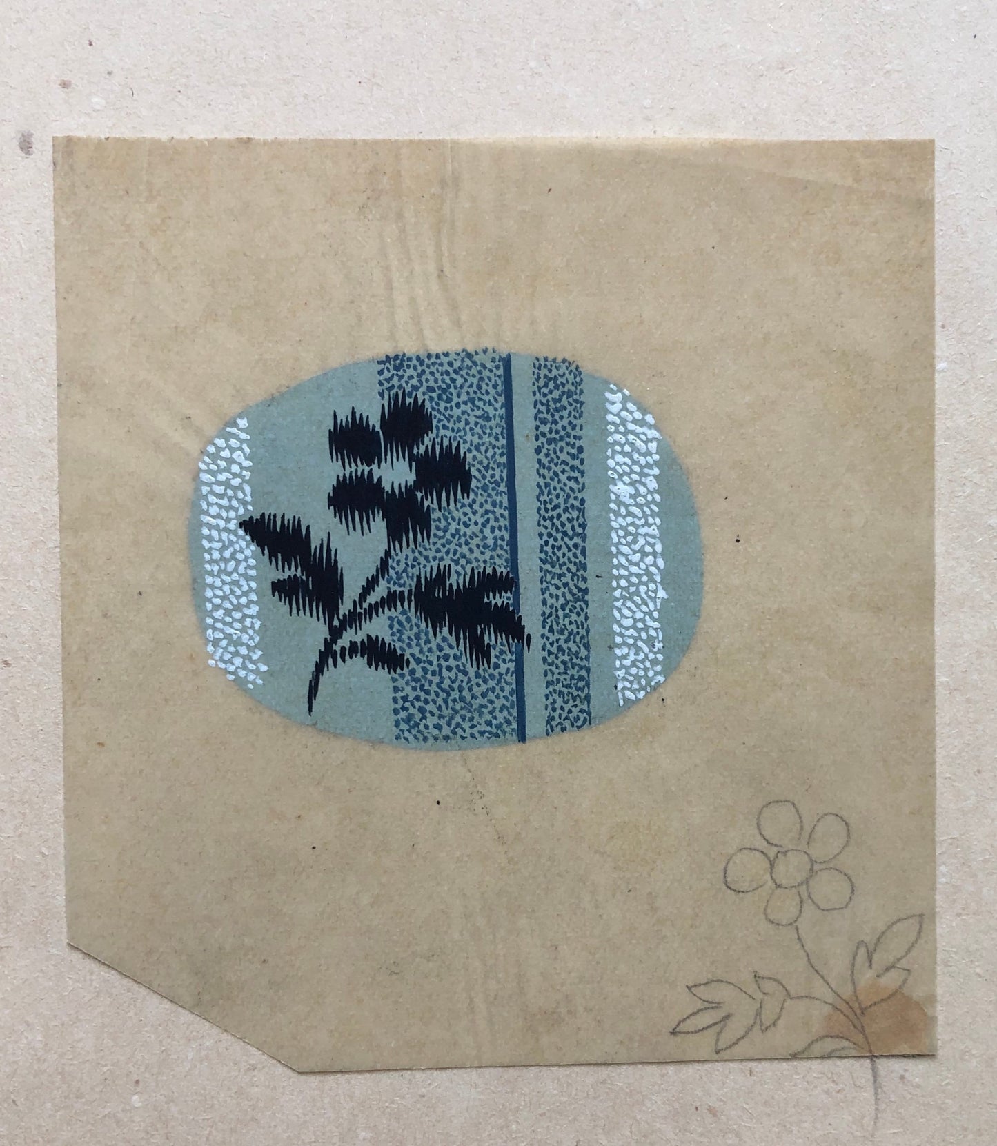 Two Original French Textile Designs From The Early 1900’s. Hand Painted. Produced in Lyon and Rouen. 8.5 x 9 cms and 5.5 x 6 cms.