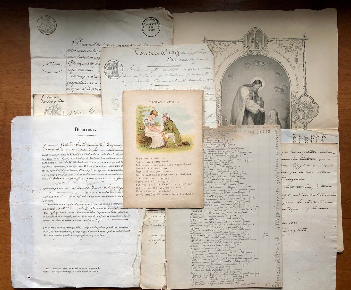 A Generous Quantity of Antique French Papers, Cards and Engravings. 1800’s and 1900’s. For collage and decorative purposes.