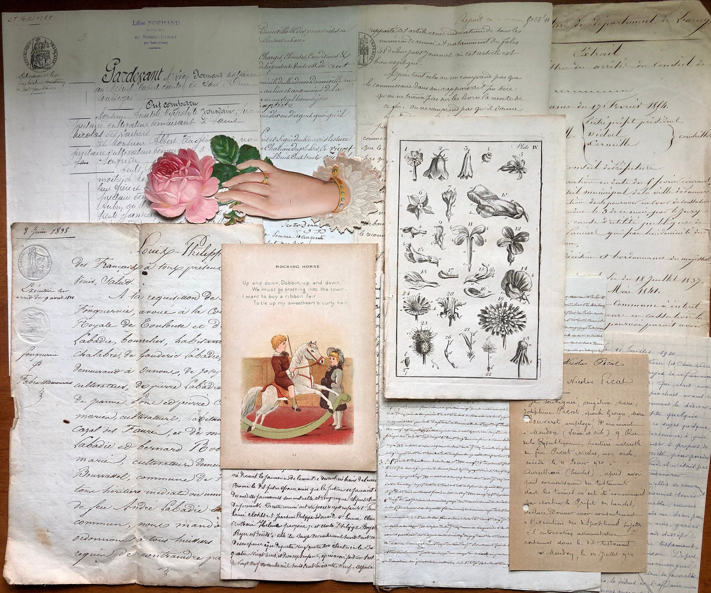 A Generous Quantity of Antique French Papers, Cards and Engravings. 1800’s and 1900’s. For collage and decorative purposes.