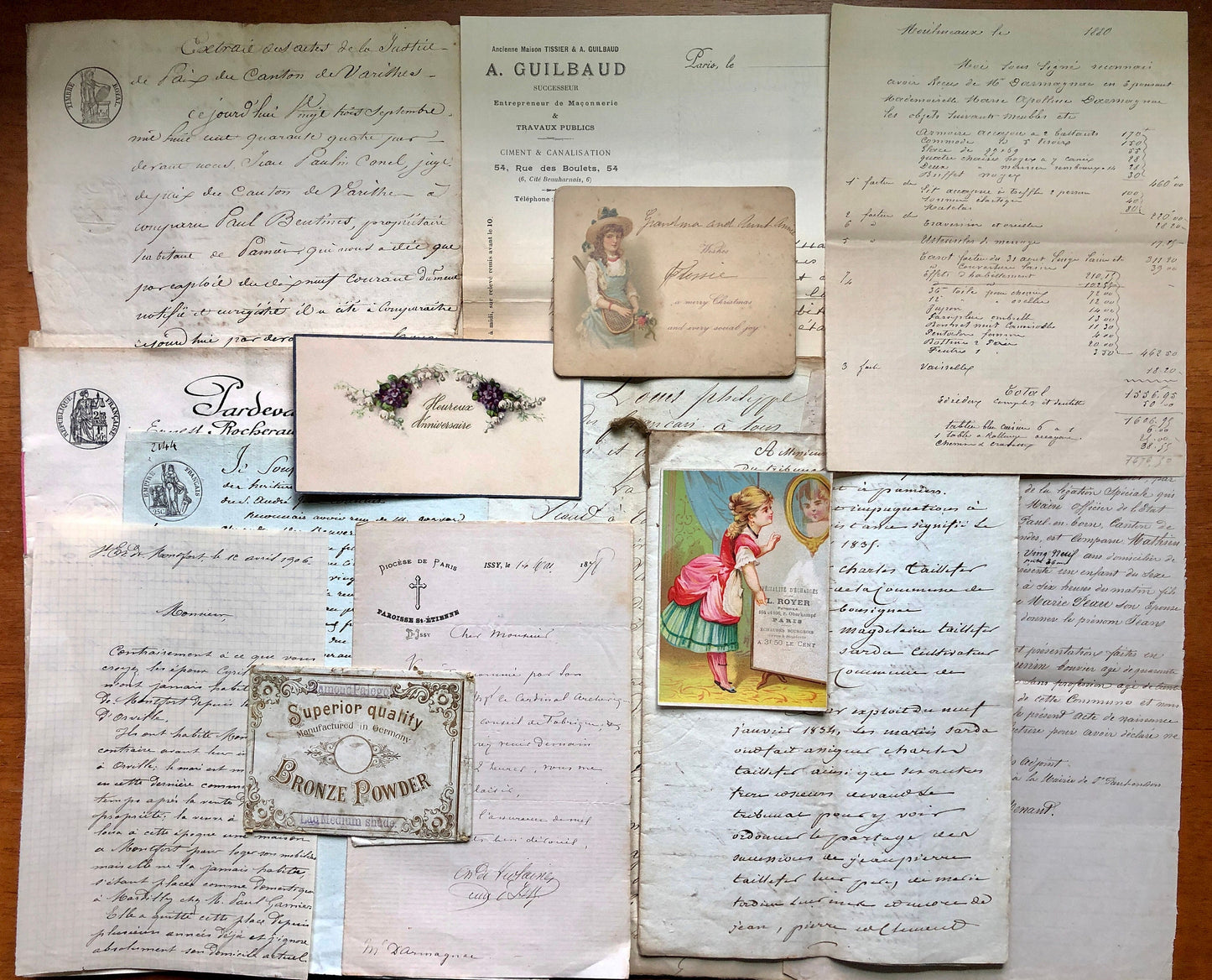 A Generous Quantity of Antique French Papers, Cards and Engravings. 1800’s and 1900’s. For collage and decorative purposes.