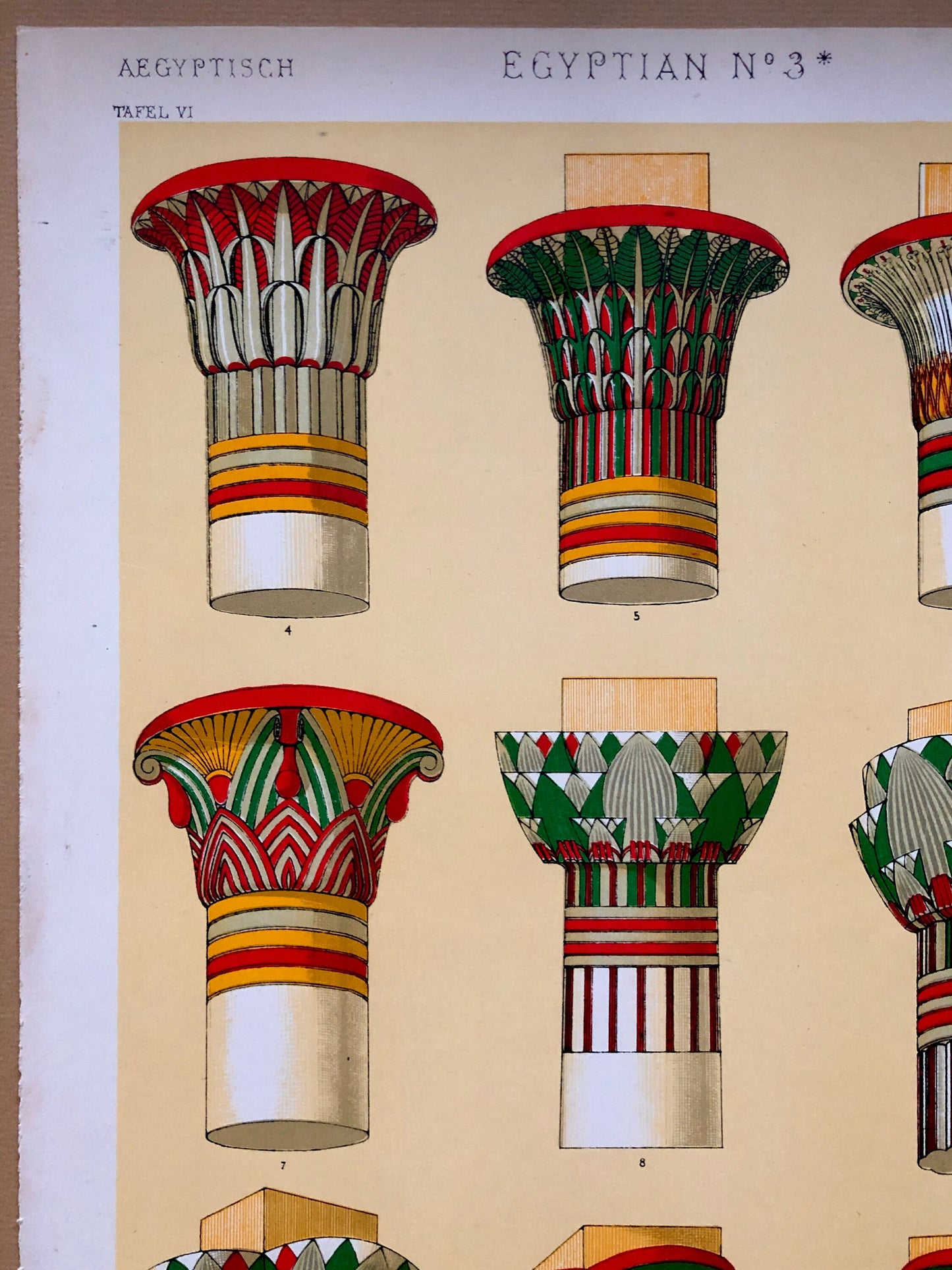 Egyptian No 3. A Plate From The Grammar of Ornament by Owen Jones (1809 - 68). Size: 33 x 23 cms.