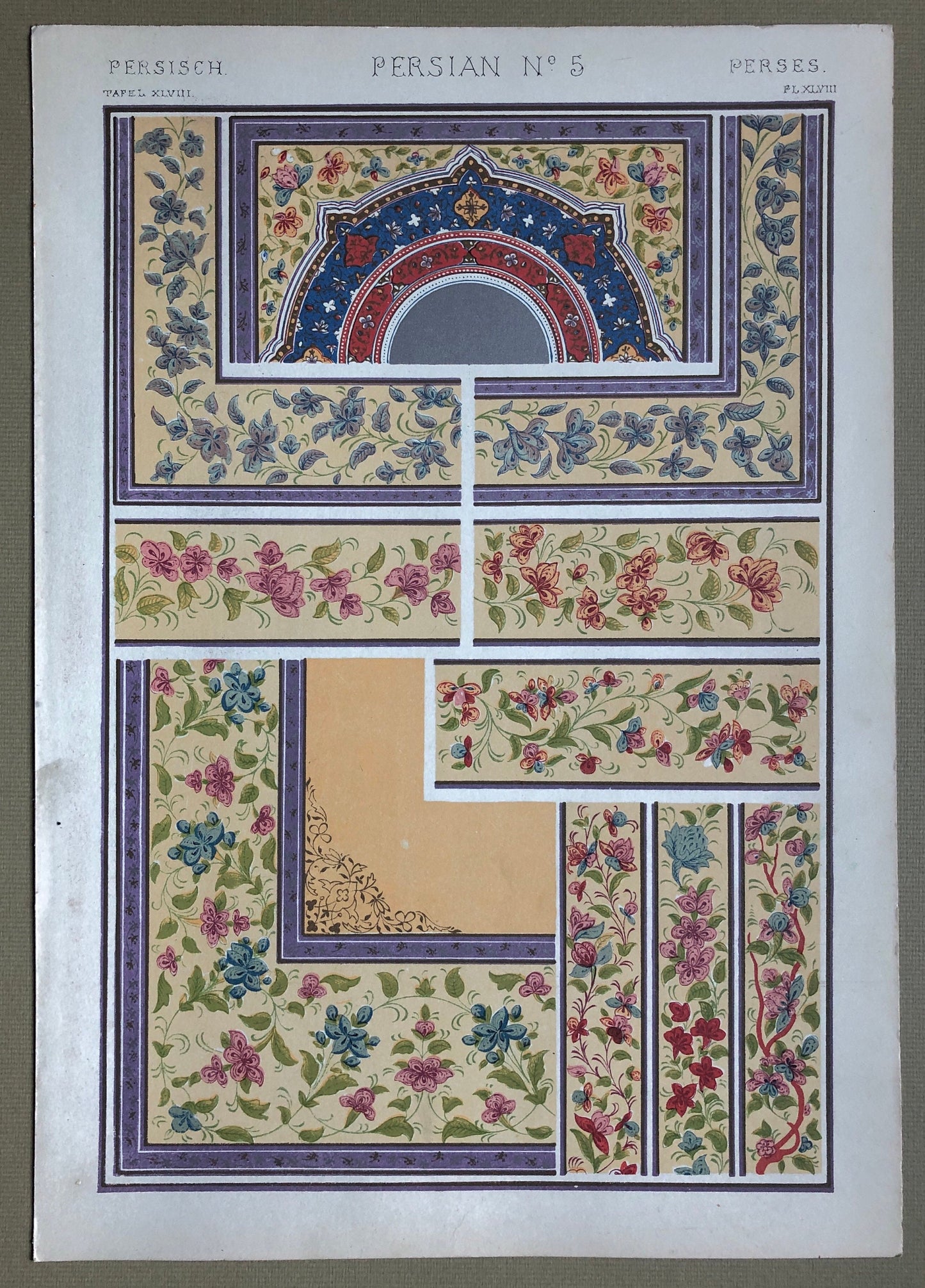 Persian Ornament. Plates 44, 45, 46, 47, 47* and 48. Six Original Plates From The Grammar of Ornament by Owen Jones (1809-68). 33 x 23 cms.