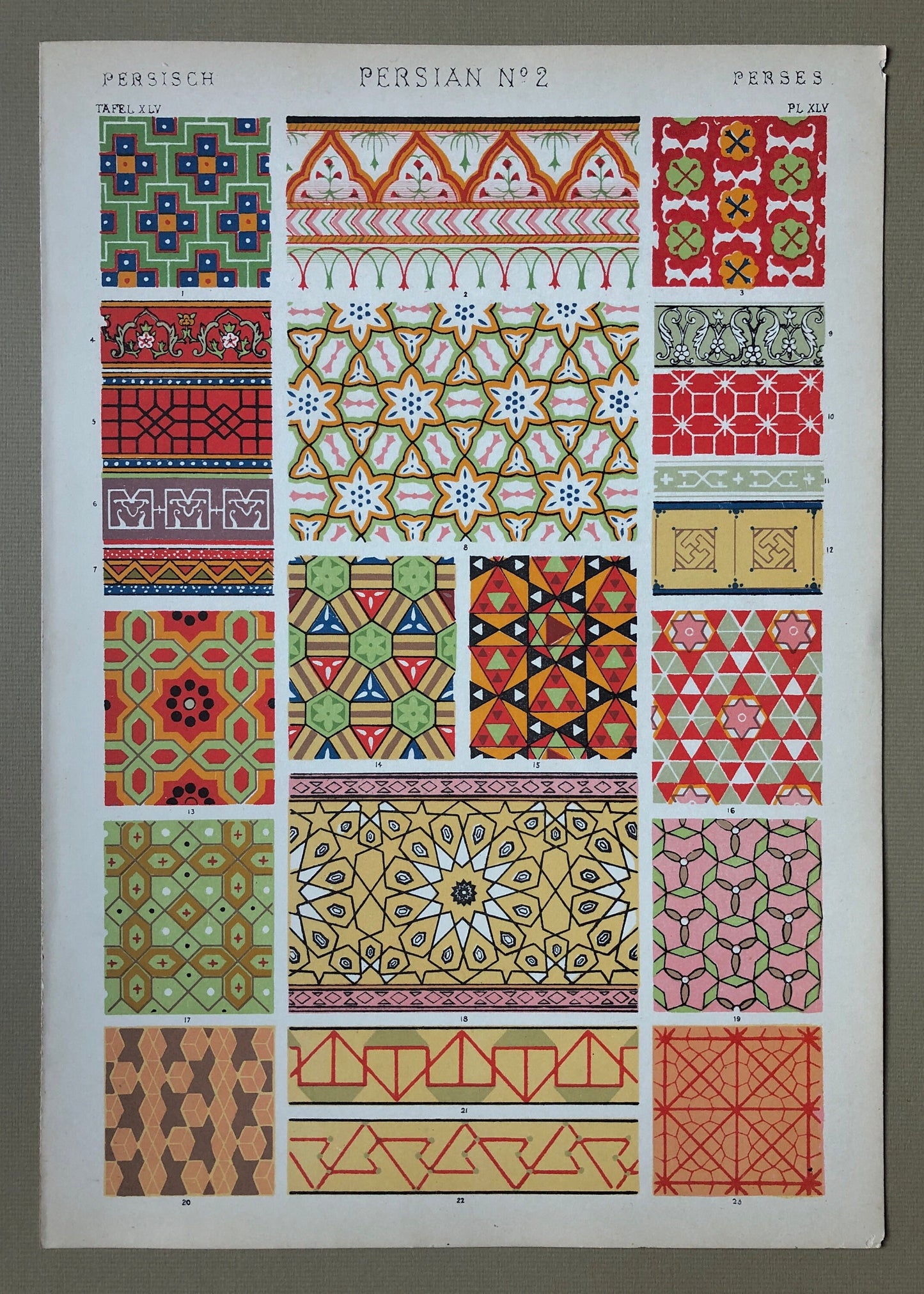 Persian Ornament. Plates 44, 45, 46, 47, 47* and 48. Six Original Plates From The Grammar of Ornament by Owen Jones (1809-68). 33 x 23 cms.