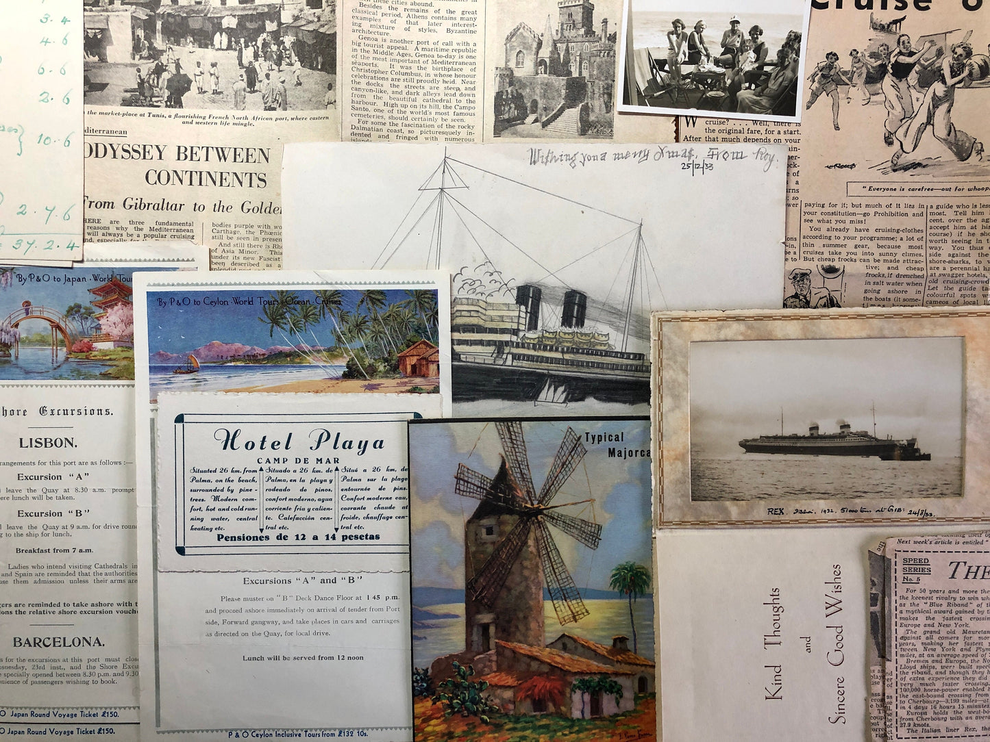 An Souvenir Album of Photographs and Memorabilia from a P & O Cruise Around The Mediterranean on The S.S. Moldovia. Dated August 1933.