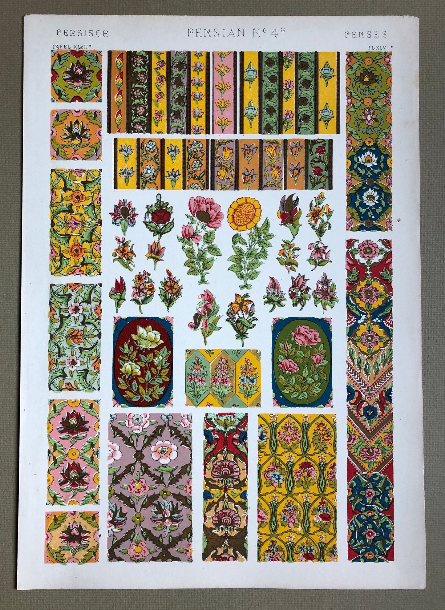 Persian Ornament. Plates 44, 45, 46, 47, 47* and 48. Six Original Plates From The Grammar of Ornament by Owen Jones (1809-68). 33 x 23 cms.
