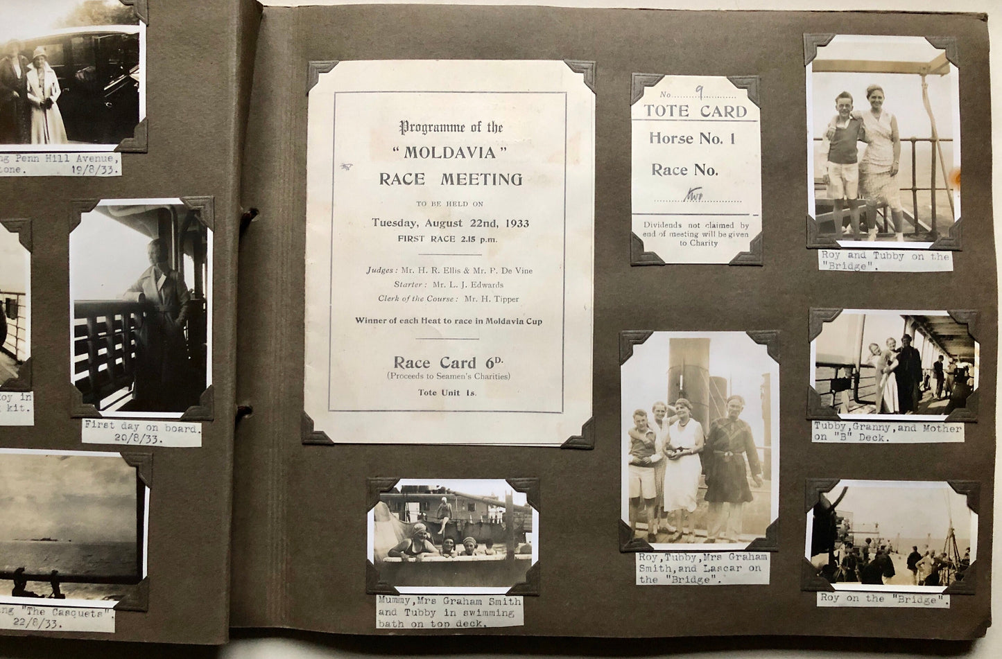 An Souvenir Album of Photographs and Memorabilia from a P & O Cruise Around The Mediterranean on The S.S. Moldovia. Dated August 1933.