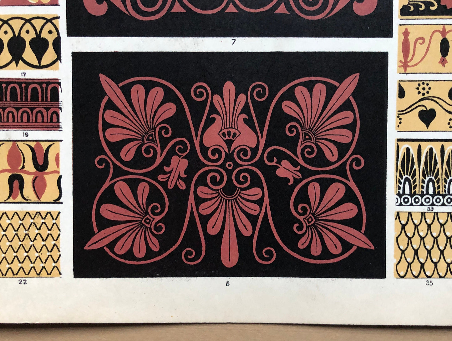 Greek Ornament Nos. 1, 3, 5 and 6. Four antique Plates From The Grammar of Ornament by Owen Jones (1809-68). 33 x 23 cms.