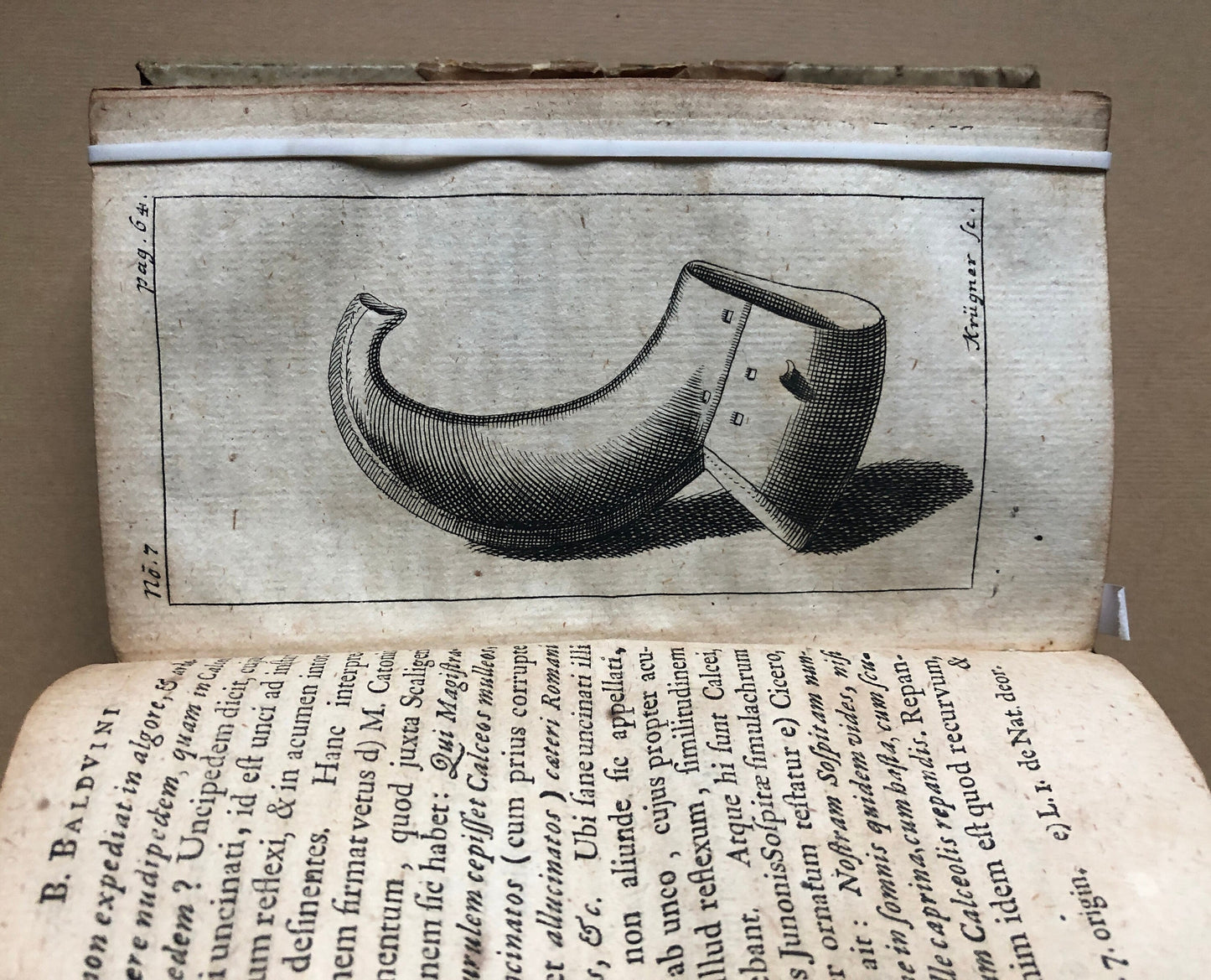 De Calceo Antiquo by B. Balduninus. An Ancient Book About Shoes. With 20 engravings. Size: 14.5 x 8 cms.