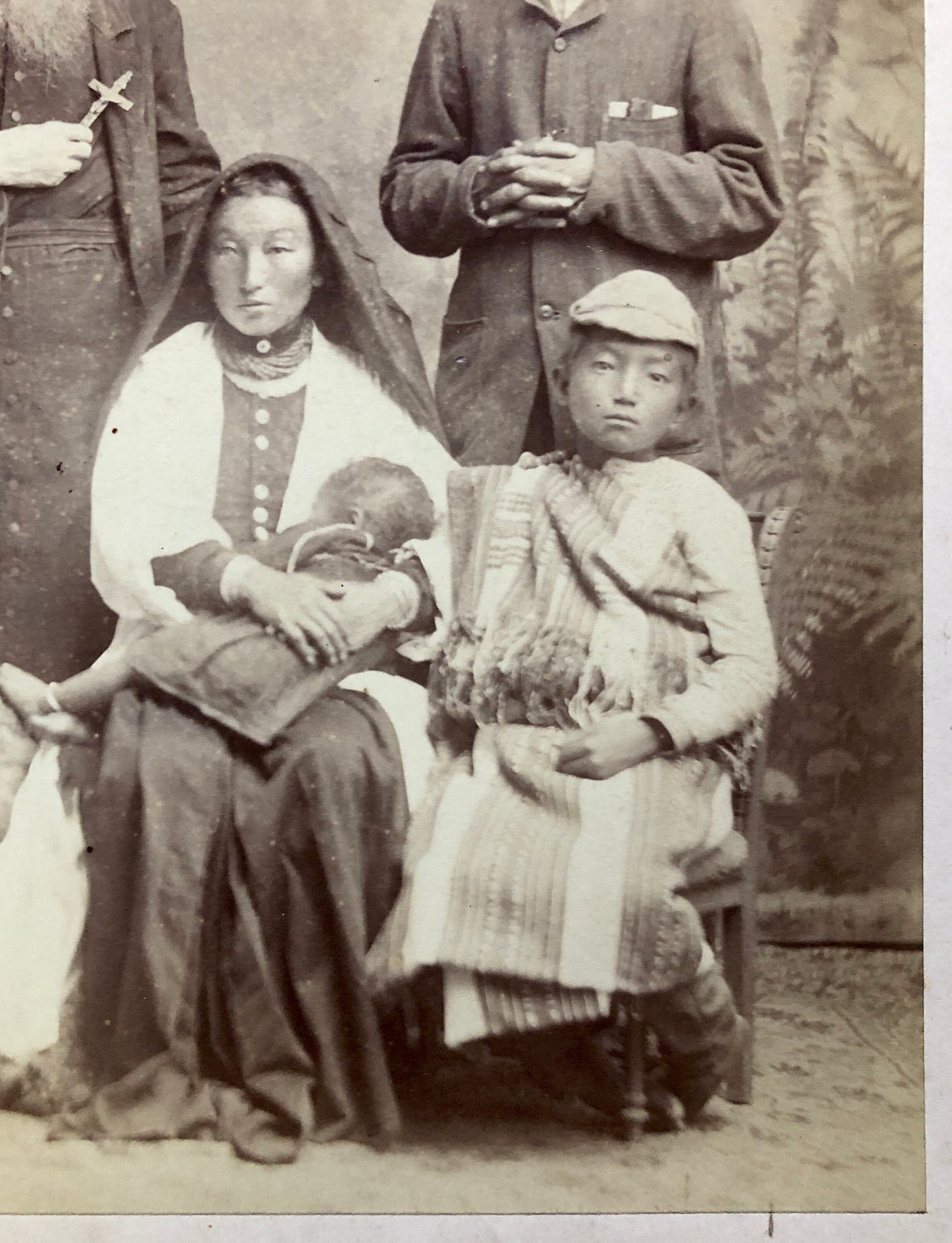 Missionaries - Pere Henri Depelchin - and Tribal People. Photographed by Johnston & Hoffman, India. Late 19th Century. Size: 21 x 17.5 cms.