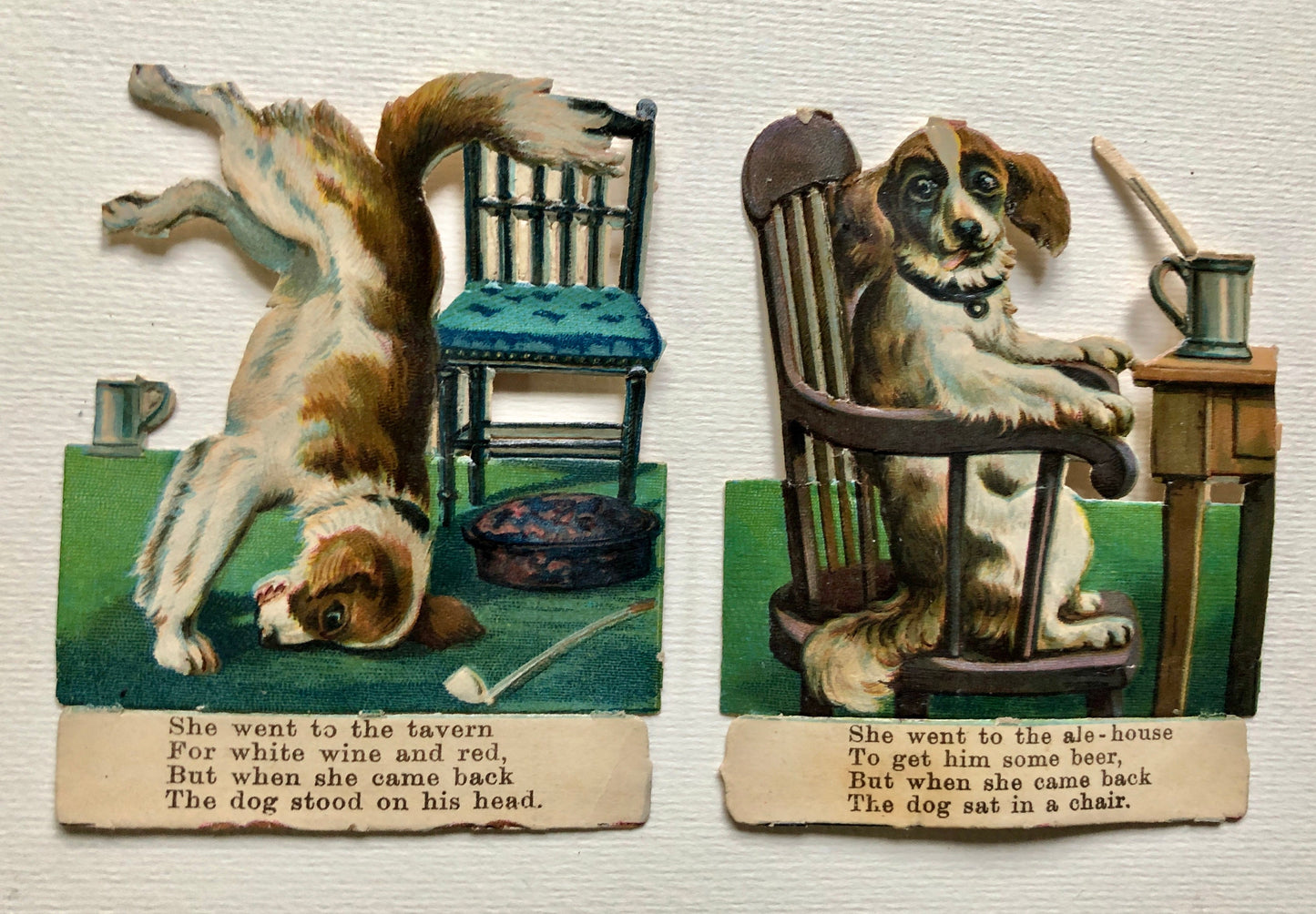 Old Mother Hubbard. A Set of 16 authentic Victorian Scraps. Late 1800’s. Size of each piece: 7.3 x 5.5 cms