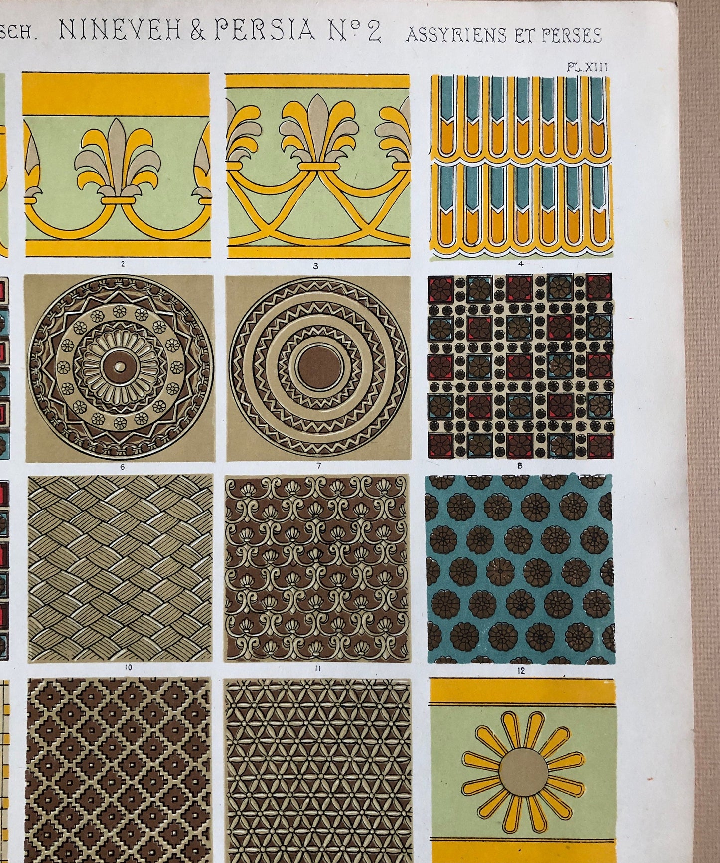 Nineveh and Persia. Two Plates From The Grammar of Ornament by Owen Jones (1809-68). 33 x 23 cms.