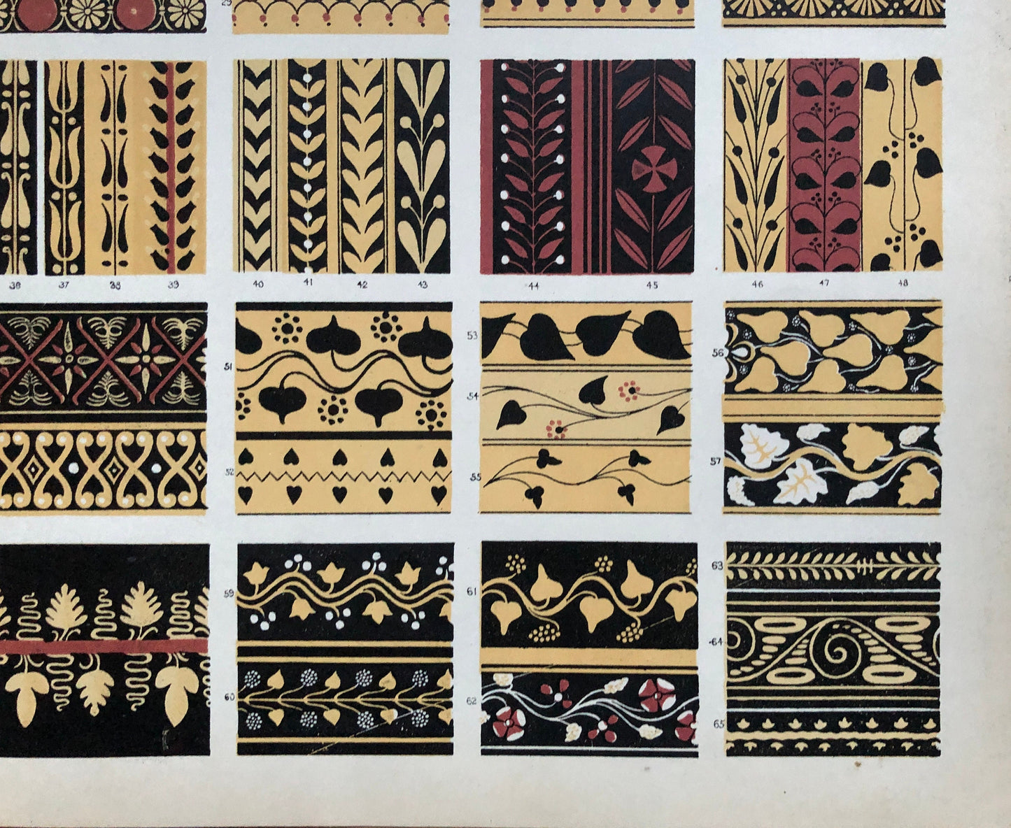 Greek Ornament Nos. 1, 3, 5 and 6. Four antique Plates From The Grammar of Ornament by Owen Jones (1809-68). 33 x 23 cms.