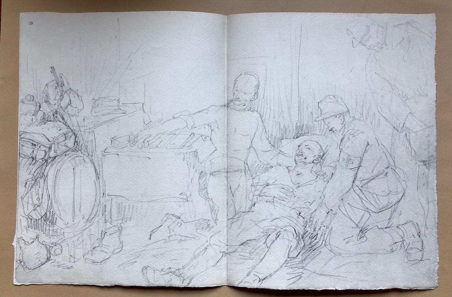 Croquis De Campagne by Bernard Naudin. Reproductions of 32 Pencil Sketches Produced During World War I. Published by R. Heleu in 1915.