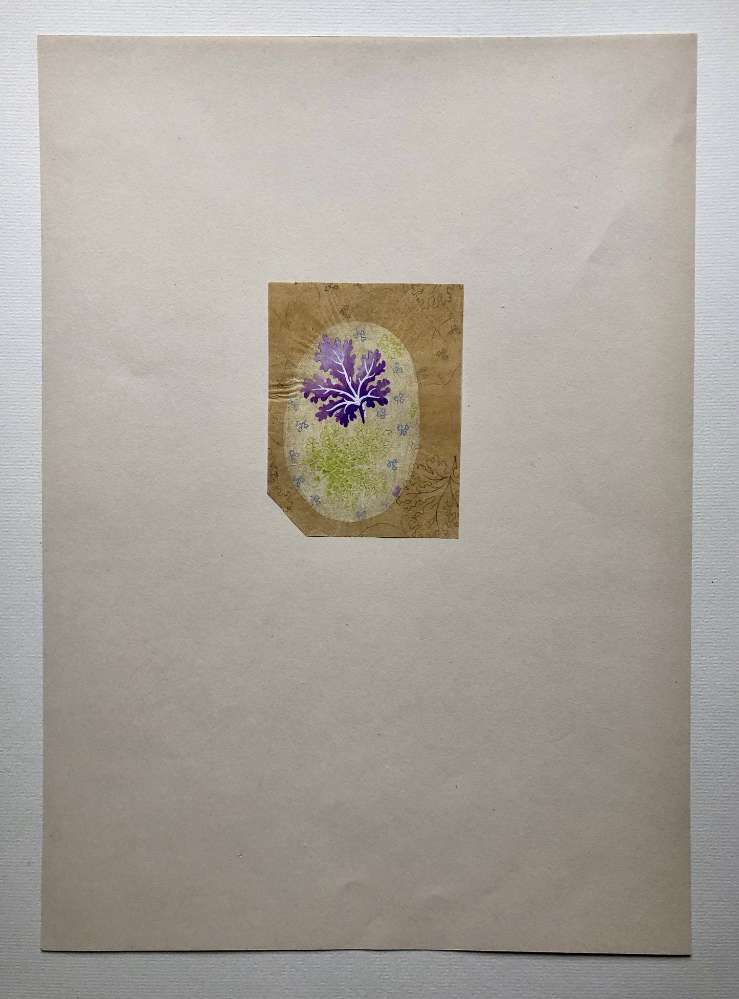 An Original Antique French Textile Design. Hand Painted. Produced in Lyon in 1910. Size: 14.5 x 12.7 cms.