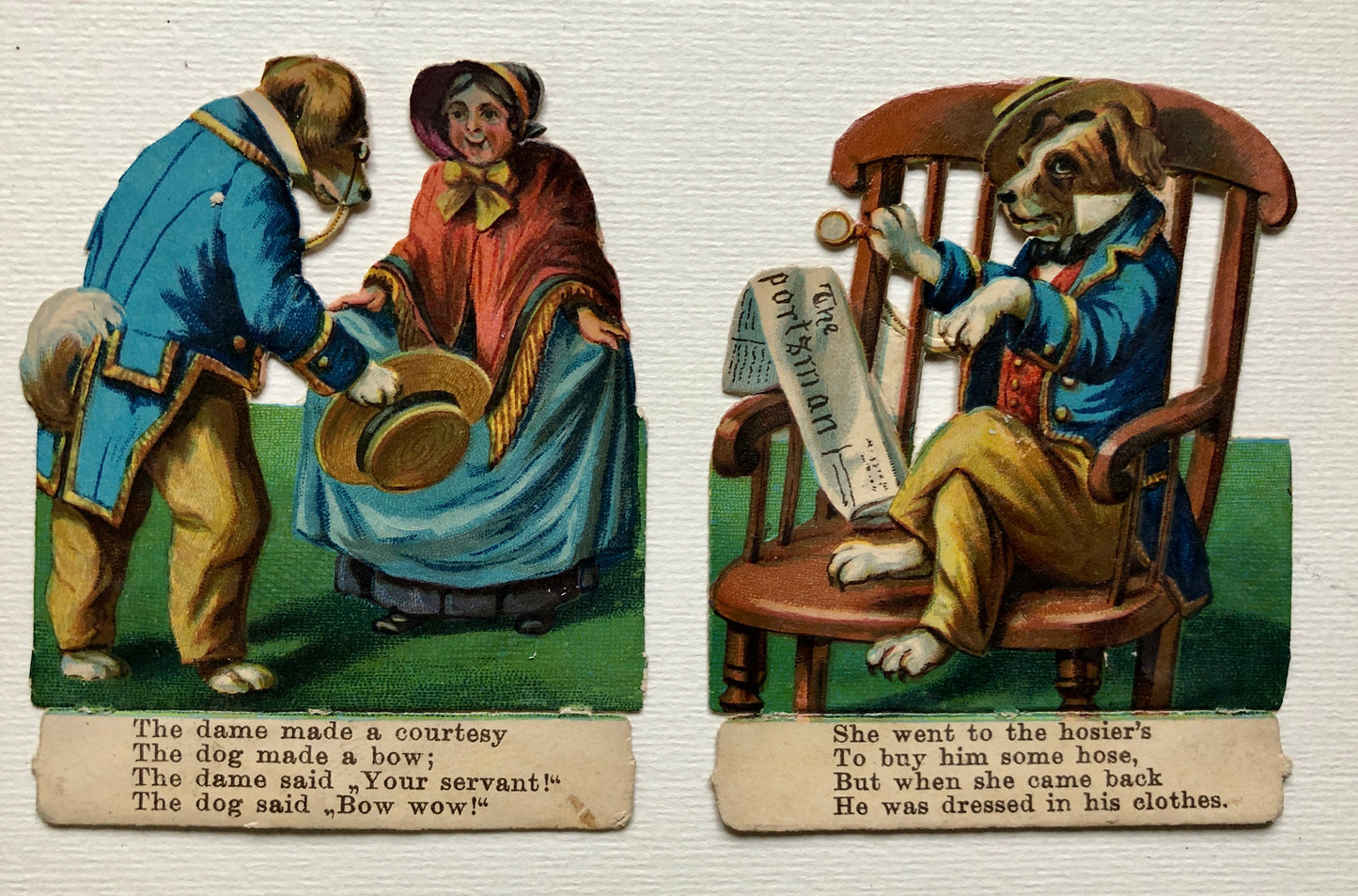 Old Mother Hubbard. A Set of 16 authentic Victorian Scraps. Late 1800’s. Size of each piece: 7.3 x 5.5 cms