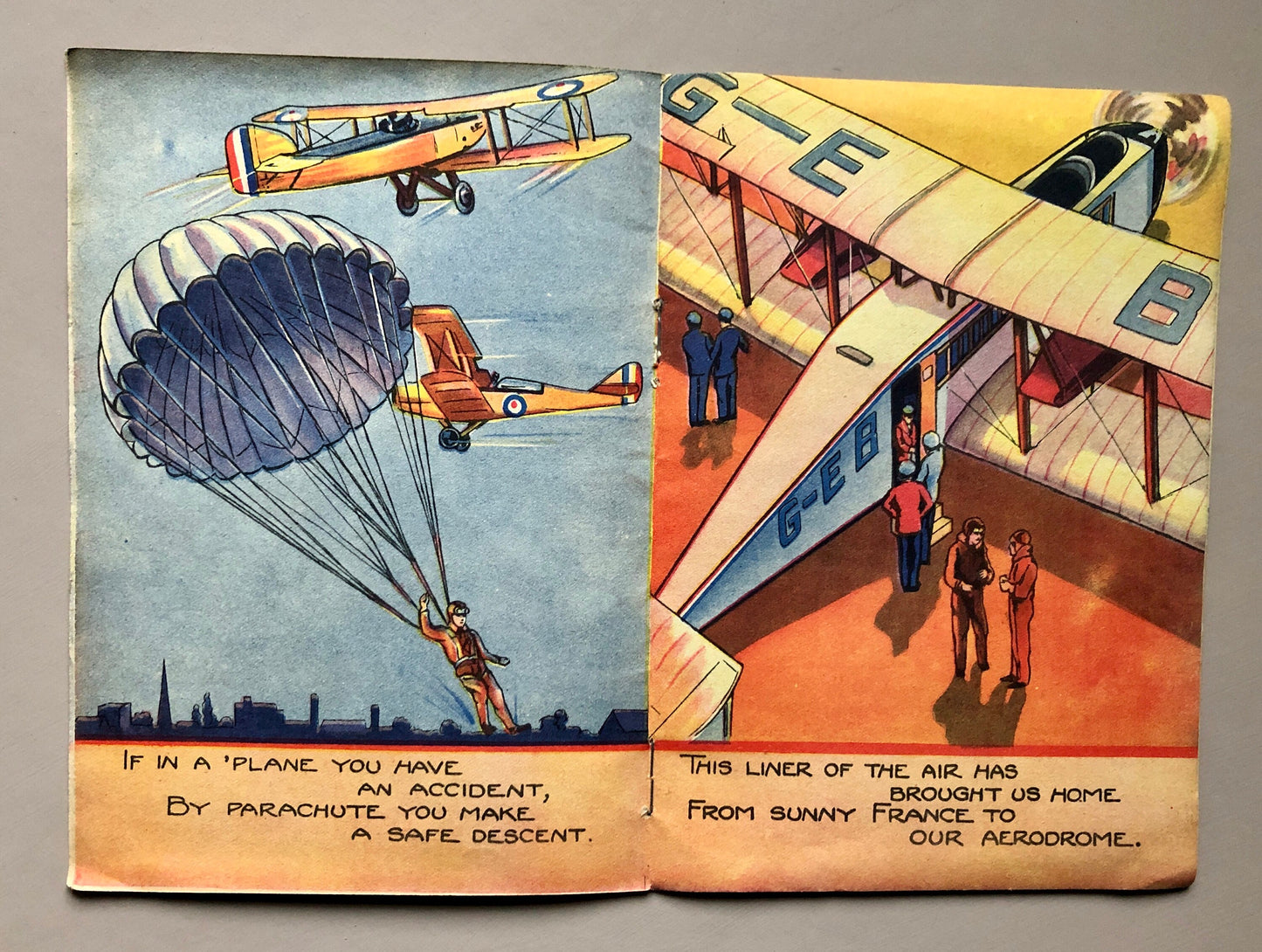 Flights. A ten page booklet given as a gift by T Booker & Sons, Ltd, U.K. ‘Where Mummy buys her furniture’. Size: 20 x 14 cm.