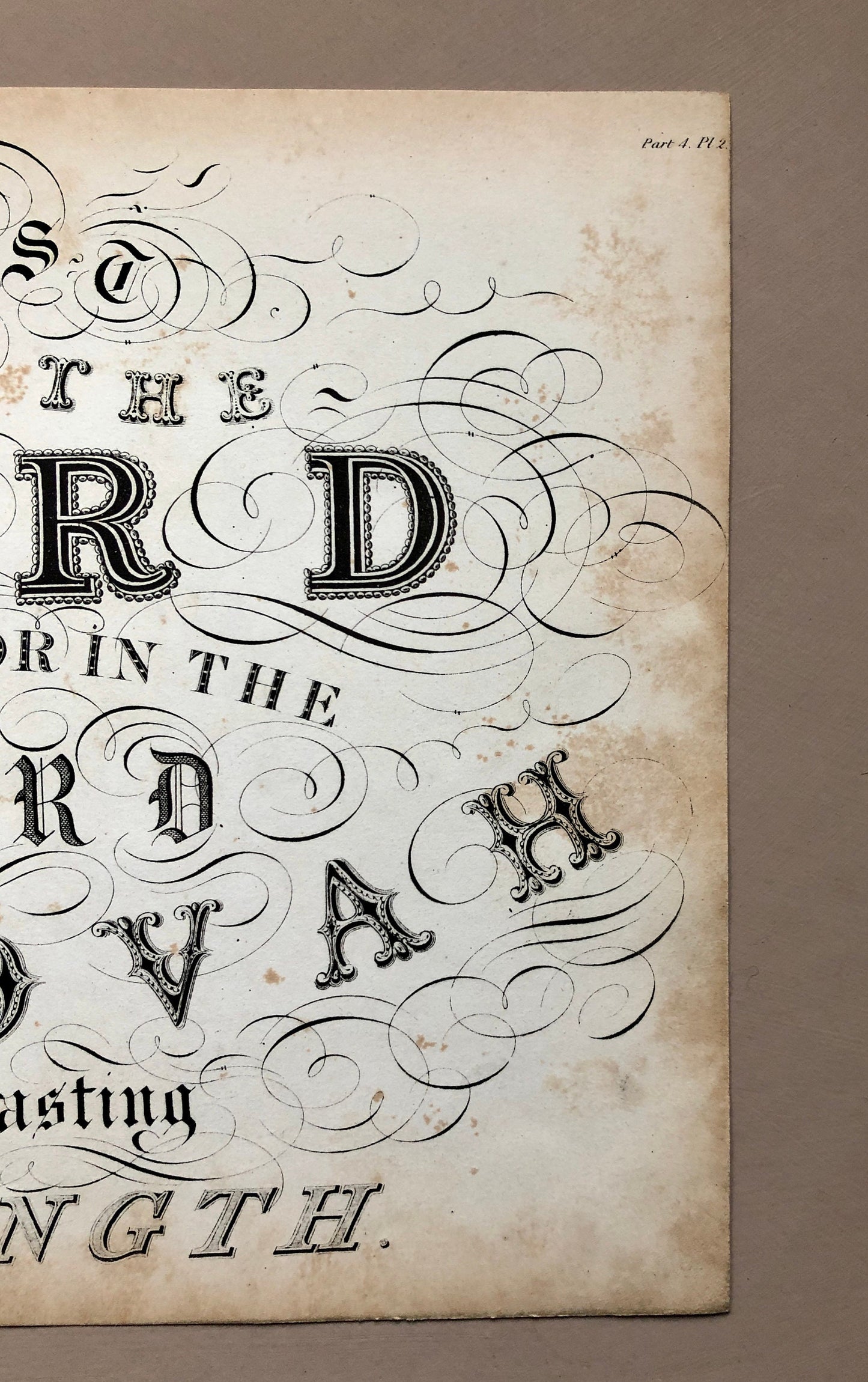 Isaiah 26:4. A Religious Text Promoting Calligraphy Skills. An Original Engraving by William Darton & Son. 1830’s. 21 x 26.5 cms.