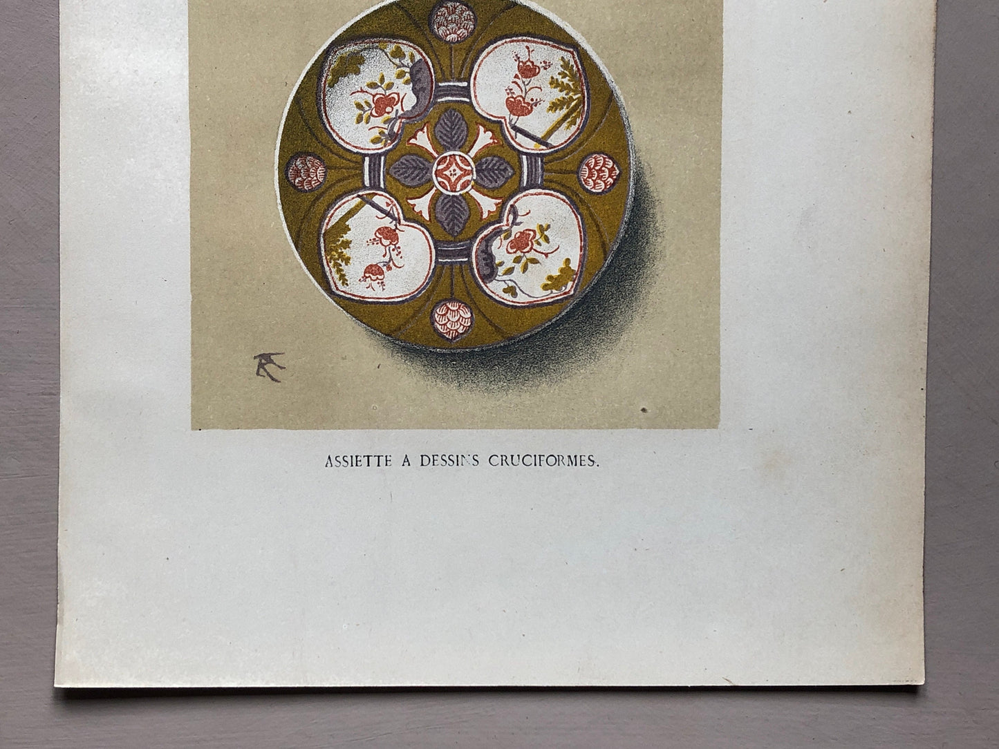 Delft Pottery. A Lithographic Print From La Faïence Populaire au XVIII Siecle by Mareschal. Dated 1872. Size: 26.7 x 17.2 cms.