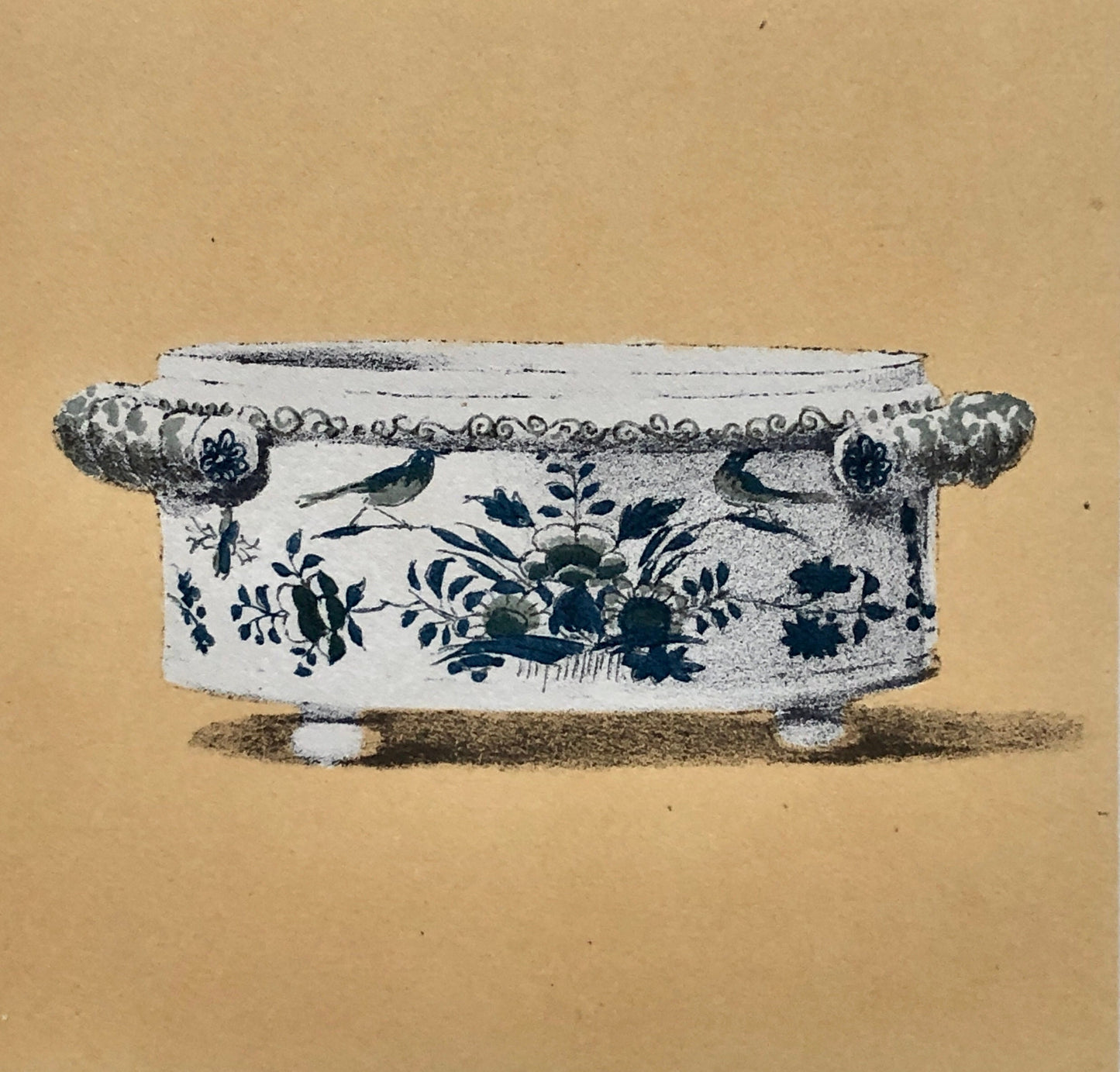 Nevers Pottery. A Lithograph From La Faïence Populaire au XVIII Siecle by Mareschal. Dated 1872. Size: 26.7 x 17.2 cms.