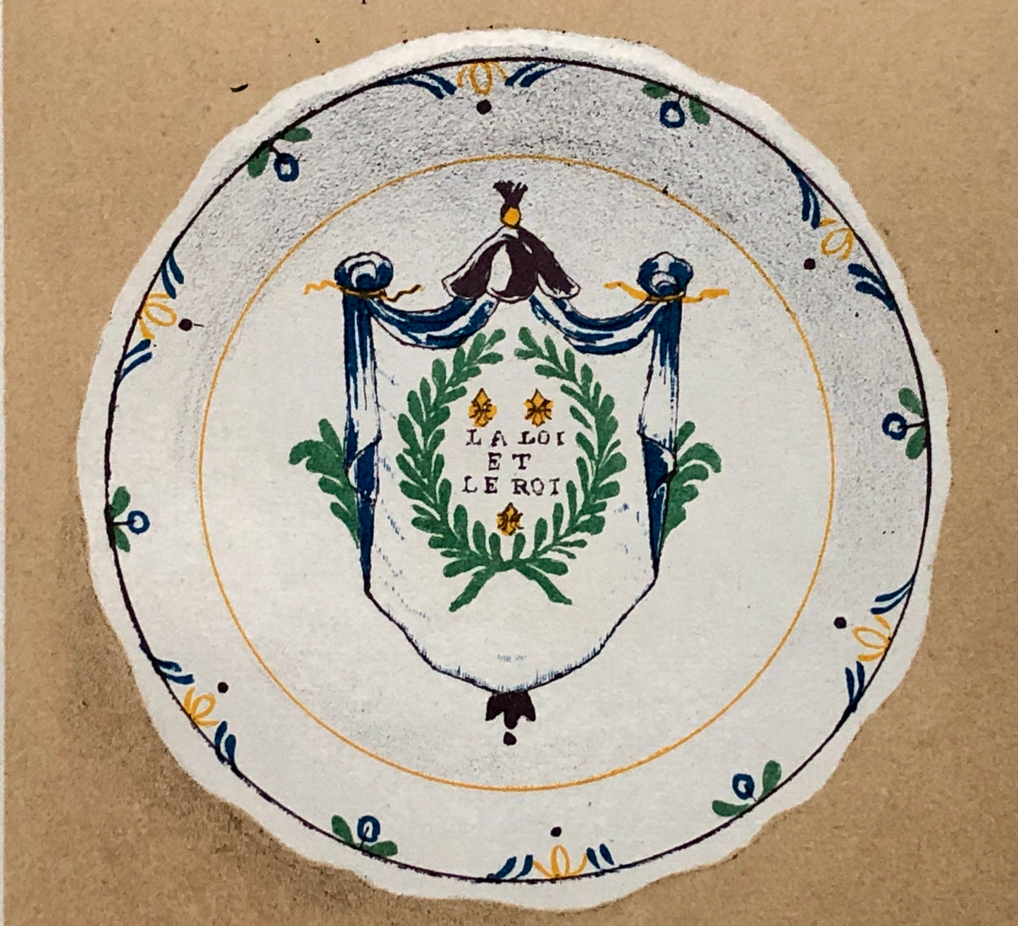 Nevers Faïence Pottery. A Lithograph From La Faïence Populaire au XVIII Siecle by Mareschal. Dated 1872. Size: 26.7 x 17.2 cms.
