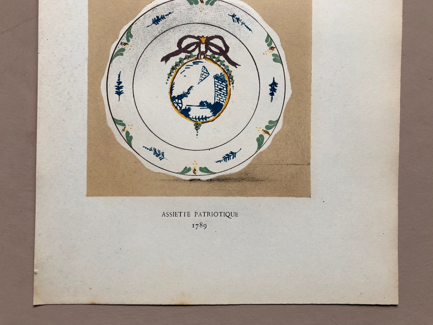 Nevers Faïence Pottery. A Lithograph From La Faïence Populaire au XVIII Siecle by Mareschal. Dated 1872. Size: 26.7 x 17.2 cms.