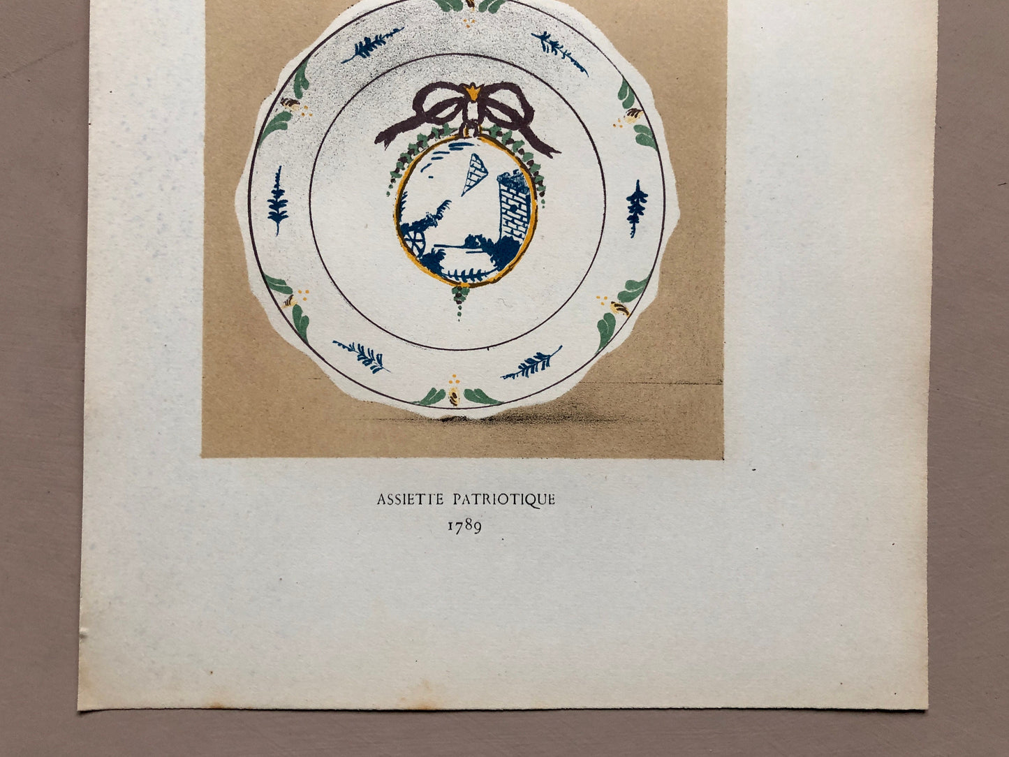 Nevers Faïence Pottery. A Lithograph From La Faïence Populaire au XVIII Siecle by Mareschal. Dated 1872. Size: 26.7 x 17.2 cms.