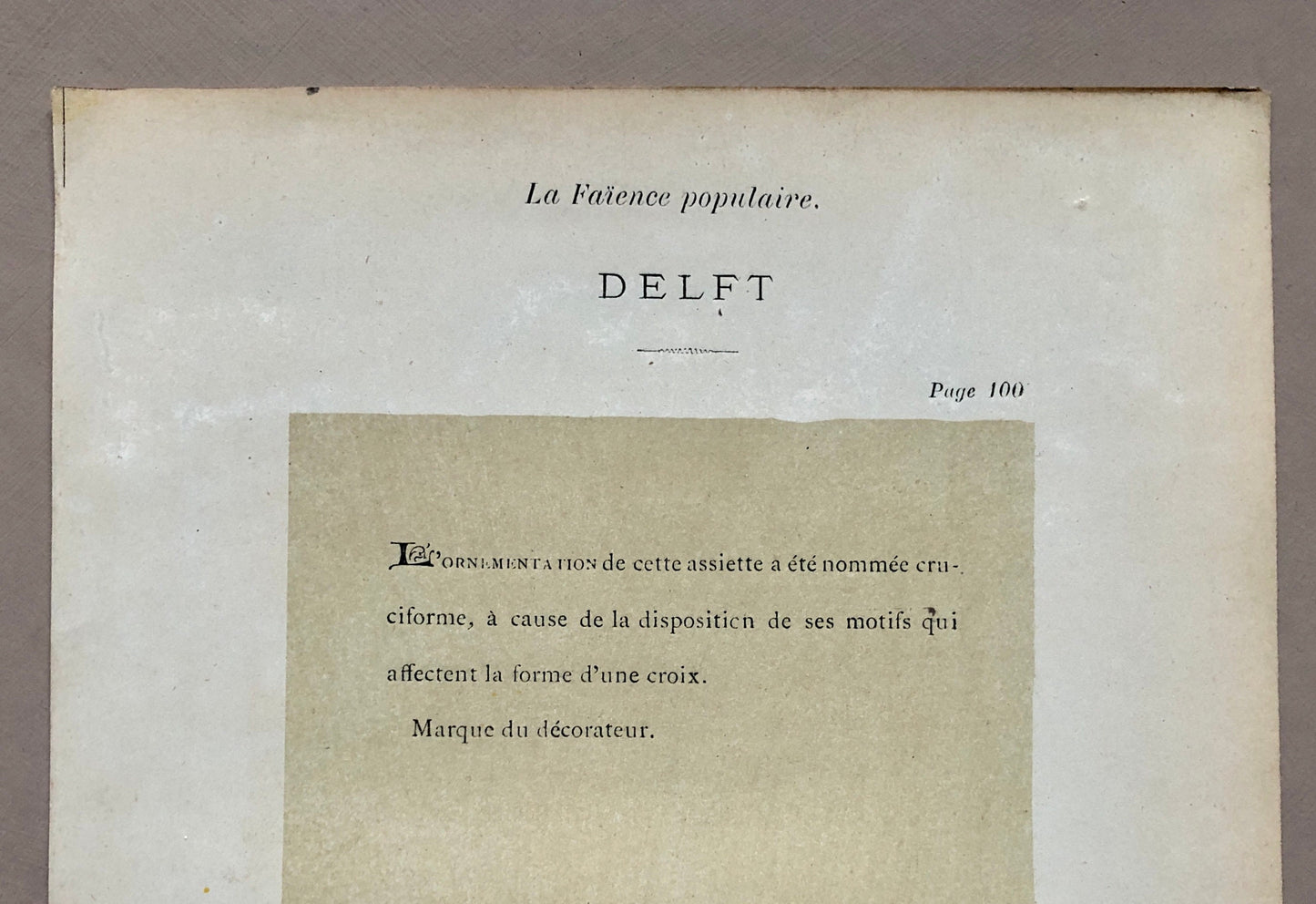 Delft. Faïence Pottery. A Lithograph From La Faïence Populaire au XVIII Siecle by Mareschal. Dated 1872. Size: 26.7 x 17.2 cms.