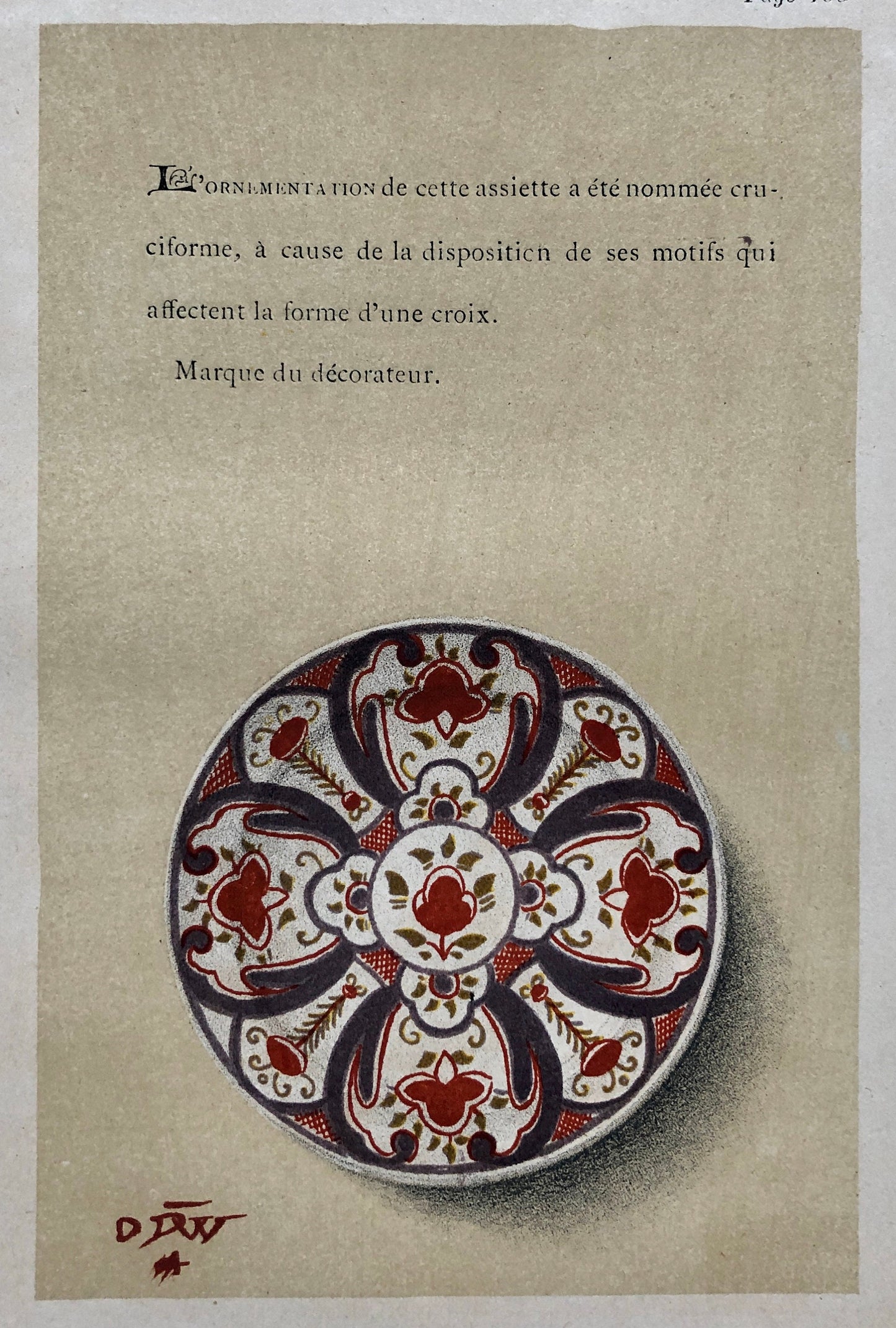 Delft. Faïence Pottery. A Lithograph From La Faïence Populaire au XVIII Siecle by Mareschal. Dated 1872. Size: 26.7 x 17.2 cms.