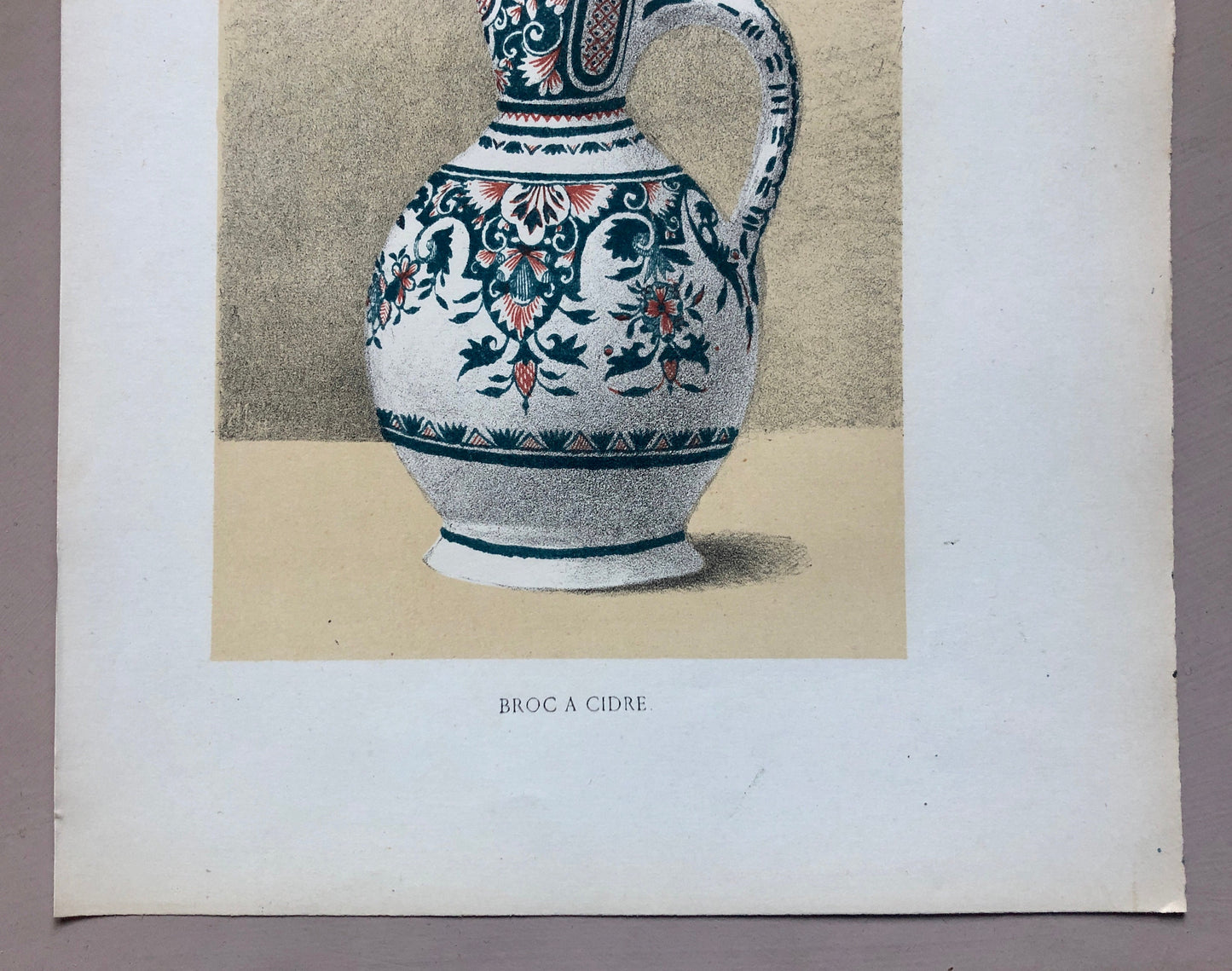 Rouen. Faïence Pottery. An Original Lithograph From La Faïence Populaire au XVIII Siecle by Mareschal. Dated 1872. Size: 26.7 x 17.2 cms.