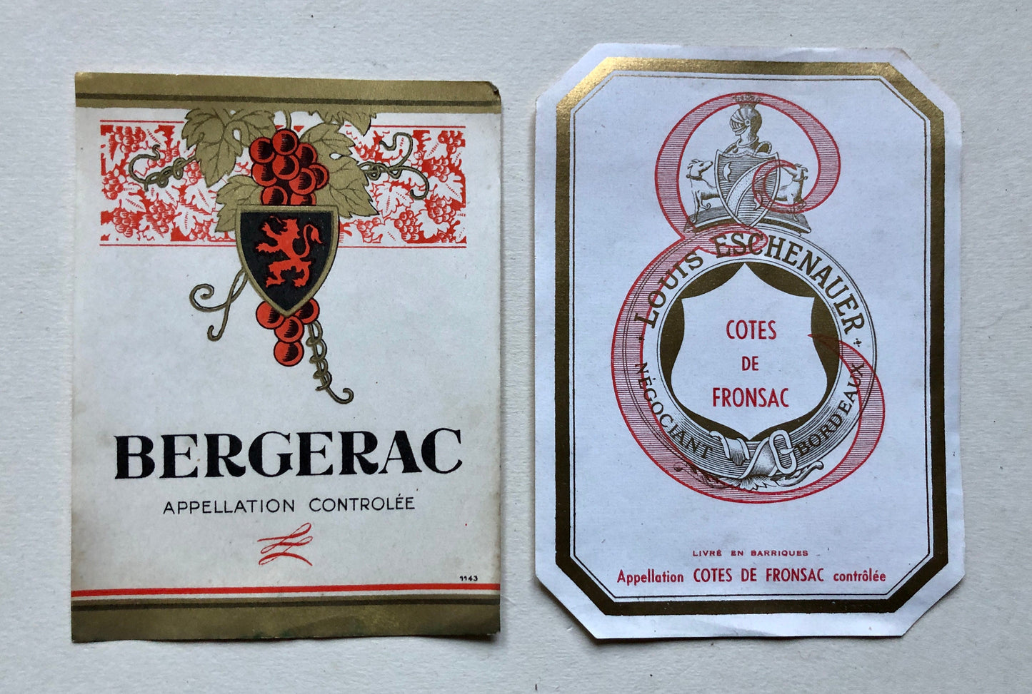 Ten Genuine Wine and Cider Labels Dating From 1950’s.