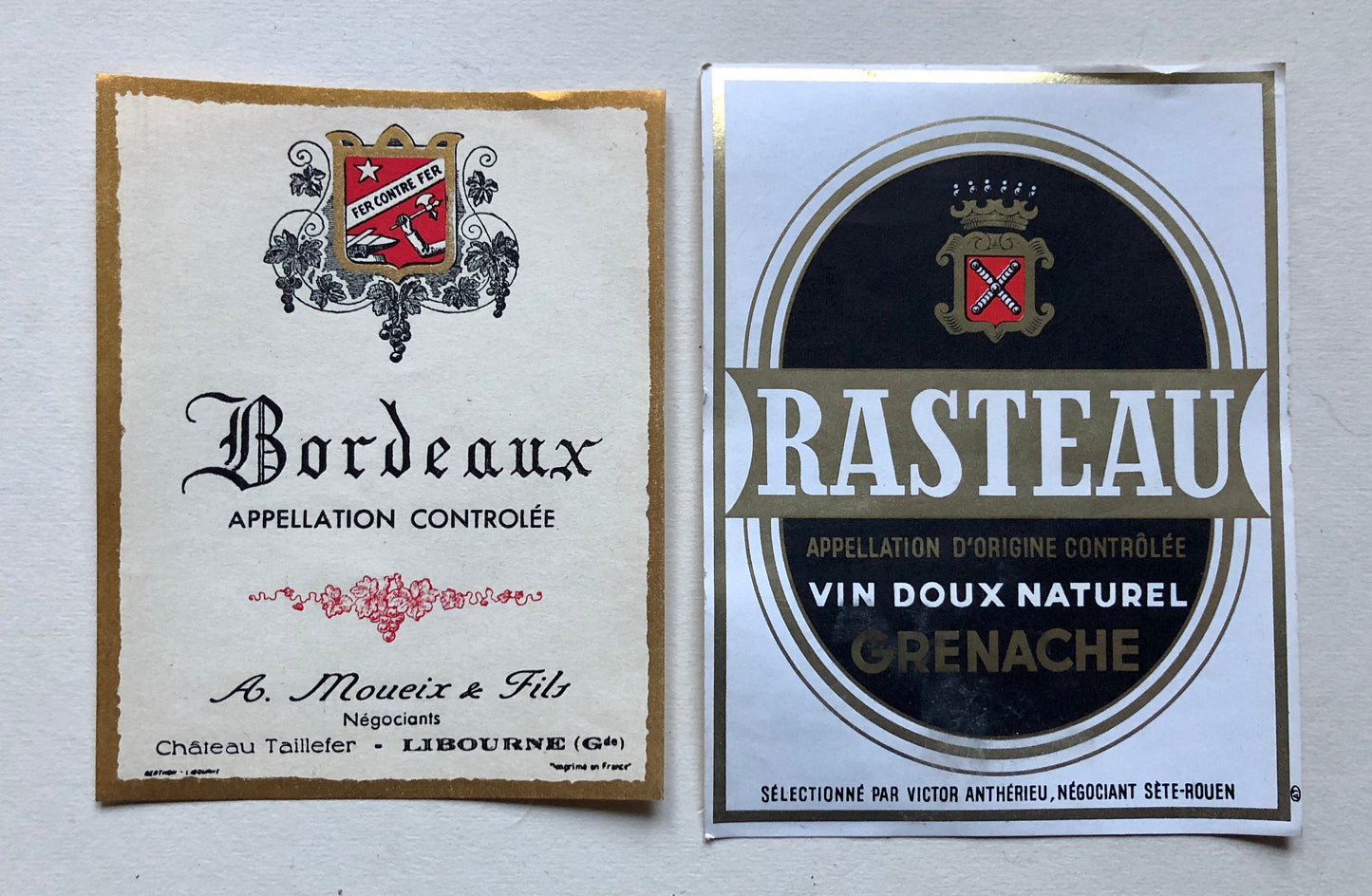 Ten Genuine Wine and Cider Labels Dating From 1950’s.