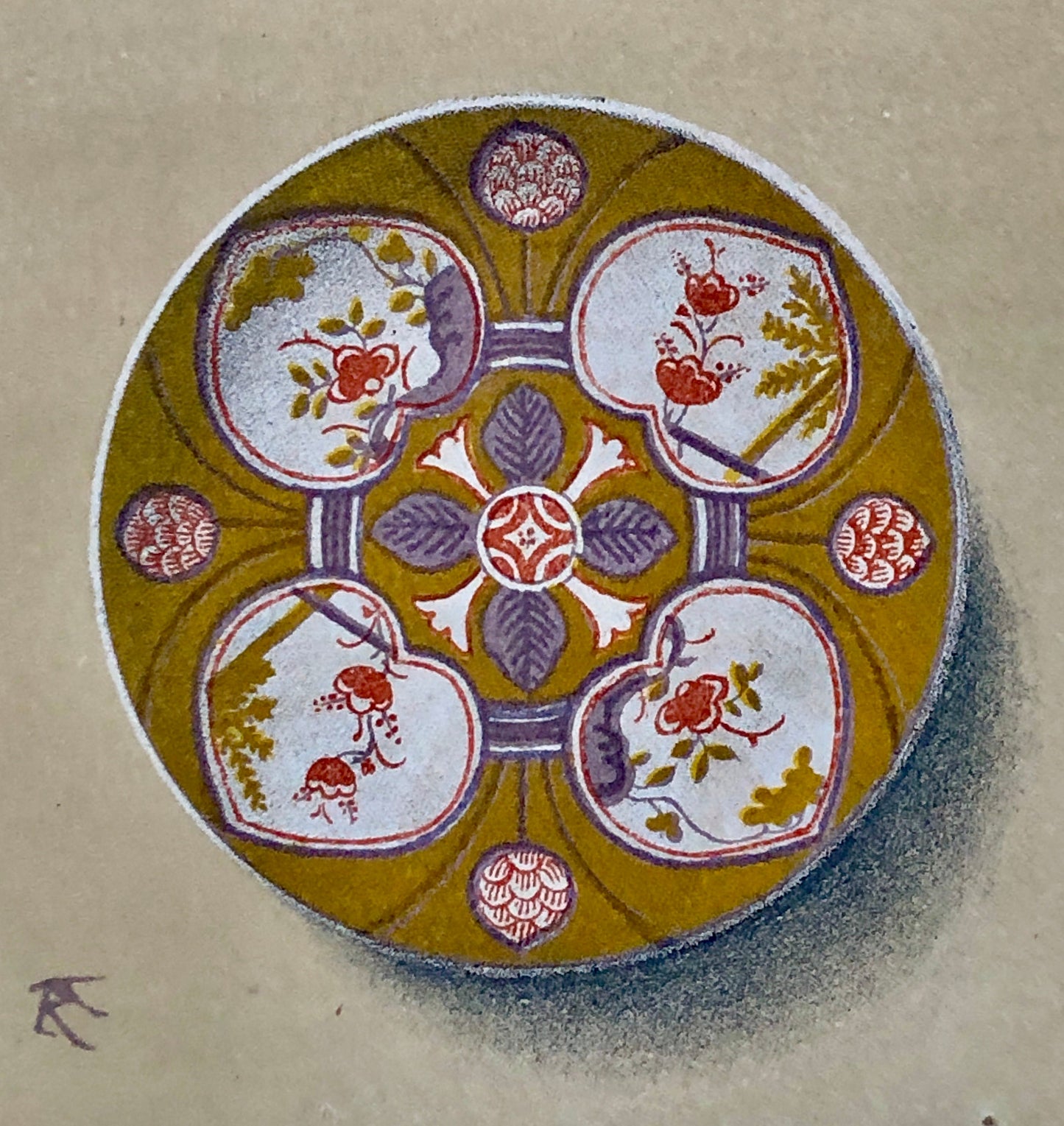 Delft Pottery. A Lithographic Print From La Faïence Populaire au XVIII Siecle by Mareschal. Dated 1872. Size: 26.7 x 17.2 cms.