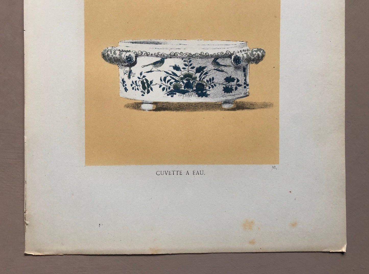 Nevers Pottery. A Lithograph From La Faïence Populaire au XVIII Siecle by Mareschal. Dated 1872. Size: 26.7 x 17.2 cms.
