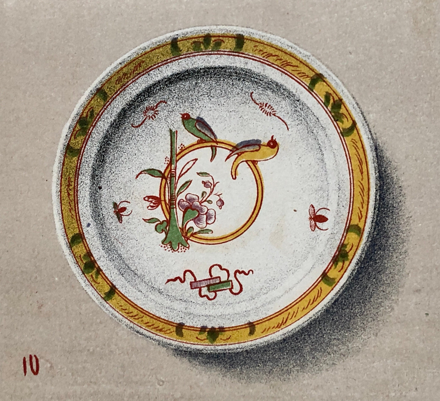 Delft. Faïence Pottery. A Lithograph From La Faïence Populaire au XVIII Siecle by Mareschal. Dated 1872. Size: 26.7 x 17.2 cms.