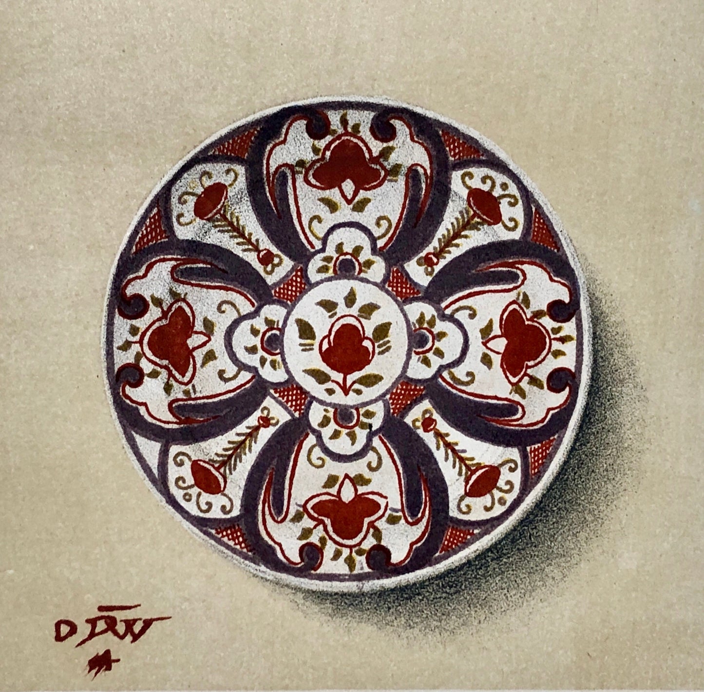 Delft. Faïence Pottery. A Lithograph From La Faïence Populaire au XVIII Siecle by Mareschal. Dated 1872. Size: 26.7 x 17.2 cms.